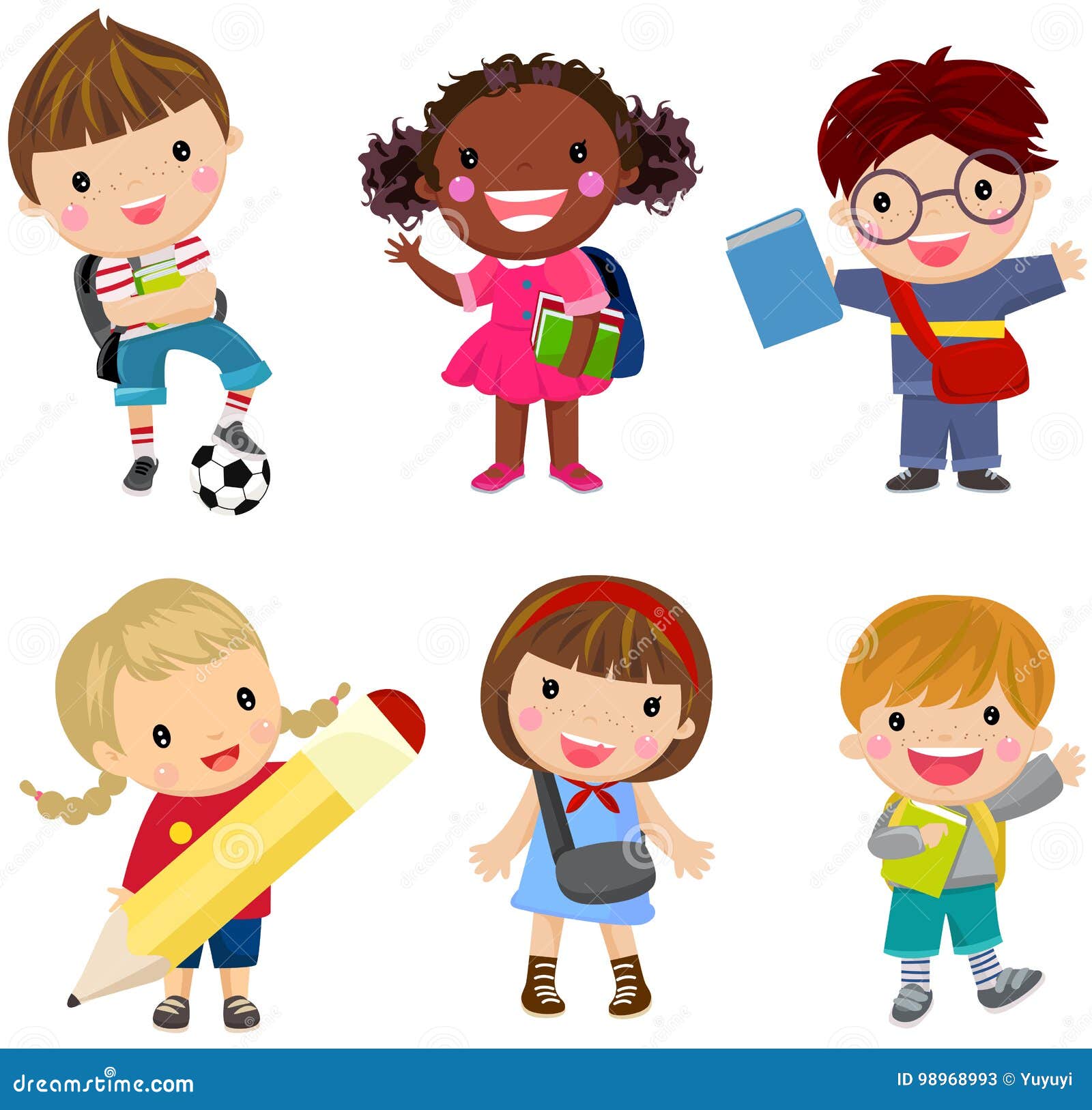 Pupils boys and girls stock vector. Illustration of games - 98968993