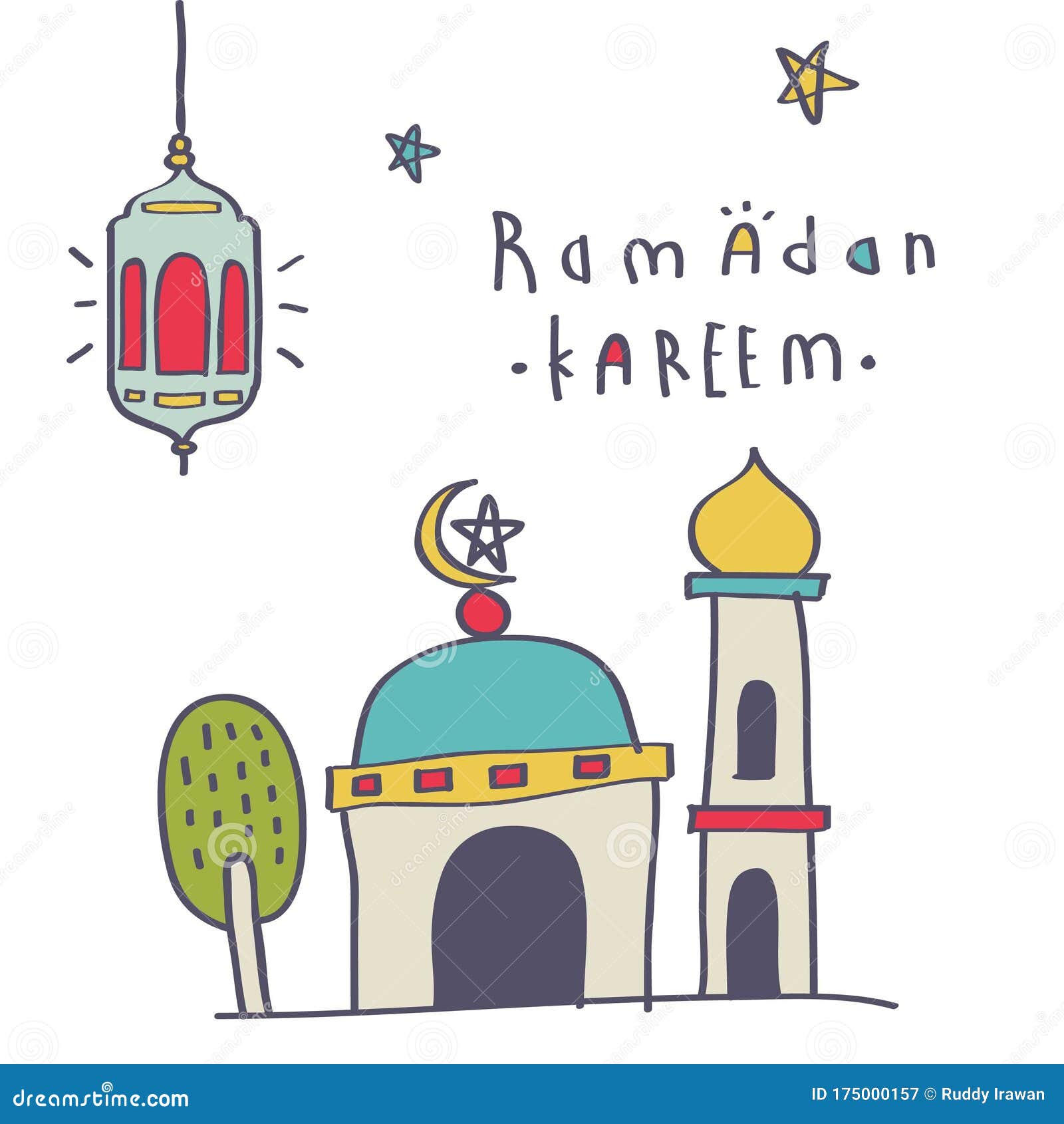 Ramadan Kareem Cartoon Illustration Stock Illustration - Illustration of  lantern, islamic: 175000157