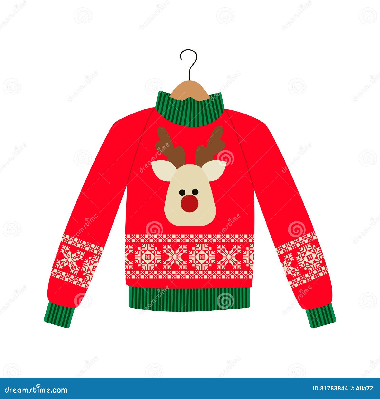 Illustration of a Red Christmas Sweater Stock Vector - Illustration of ...