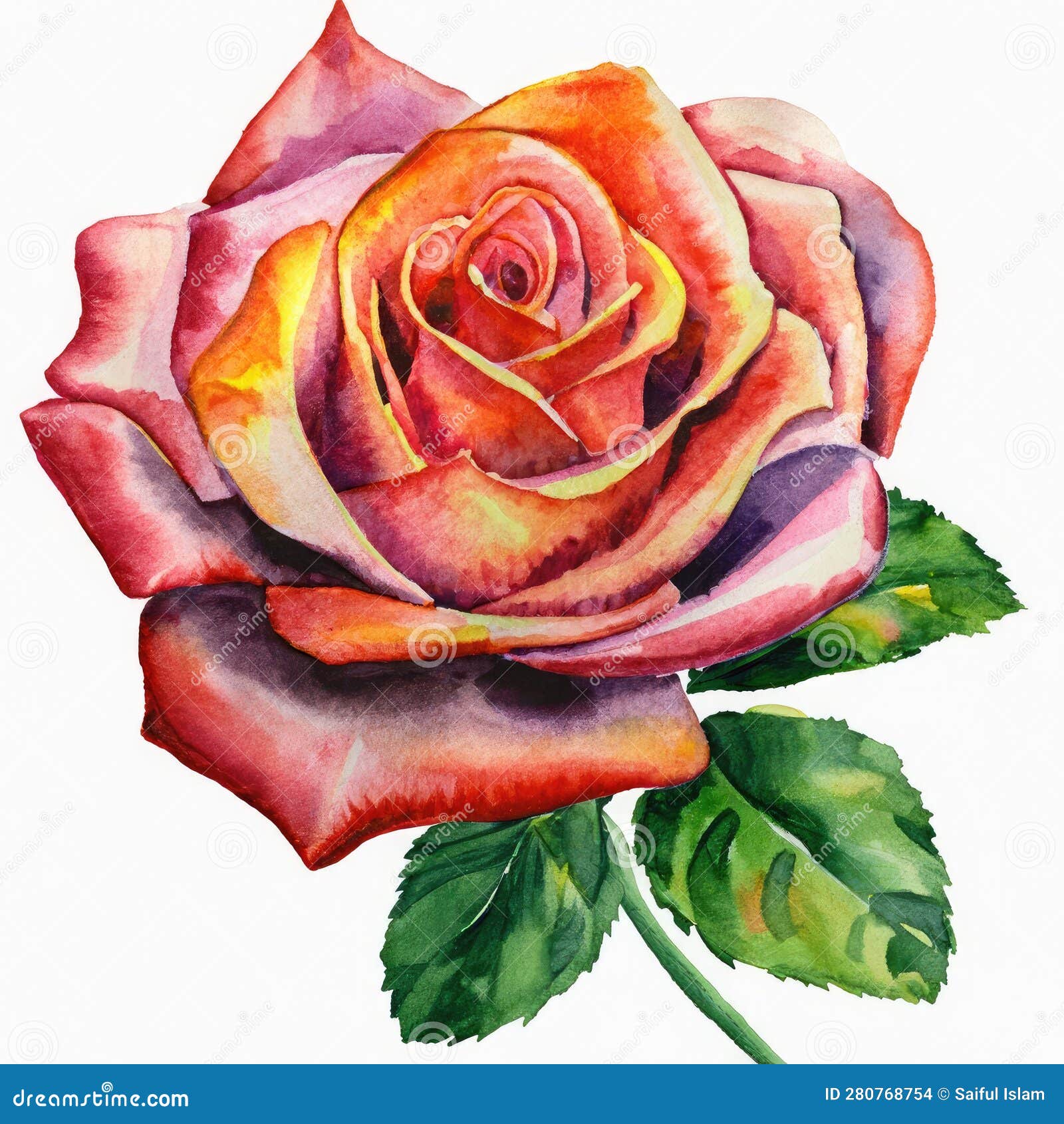 Illustration of Red Rose Watercolor Painting Design Stock Illustration ...