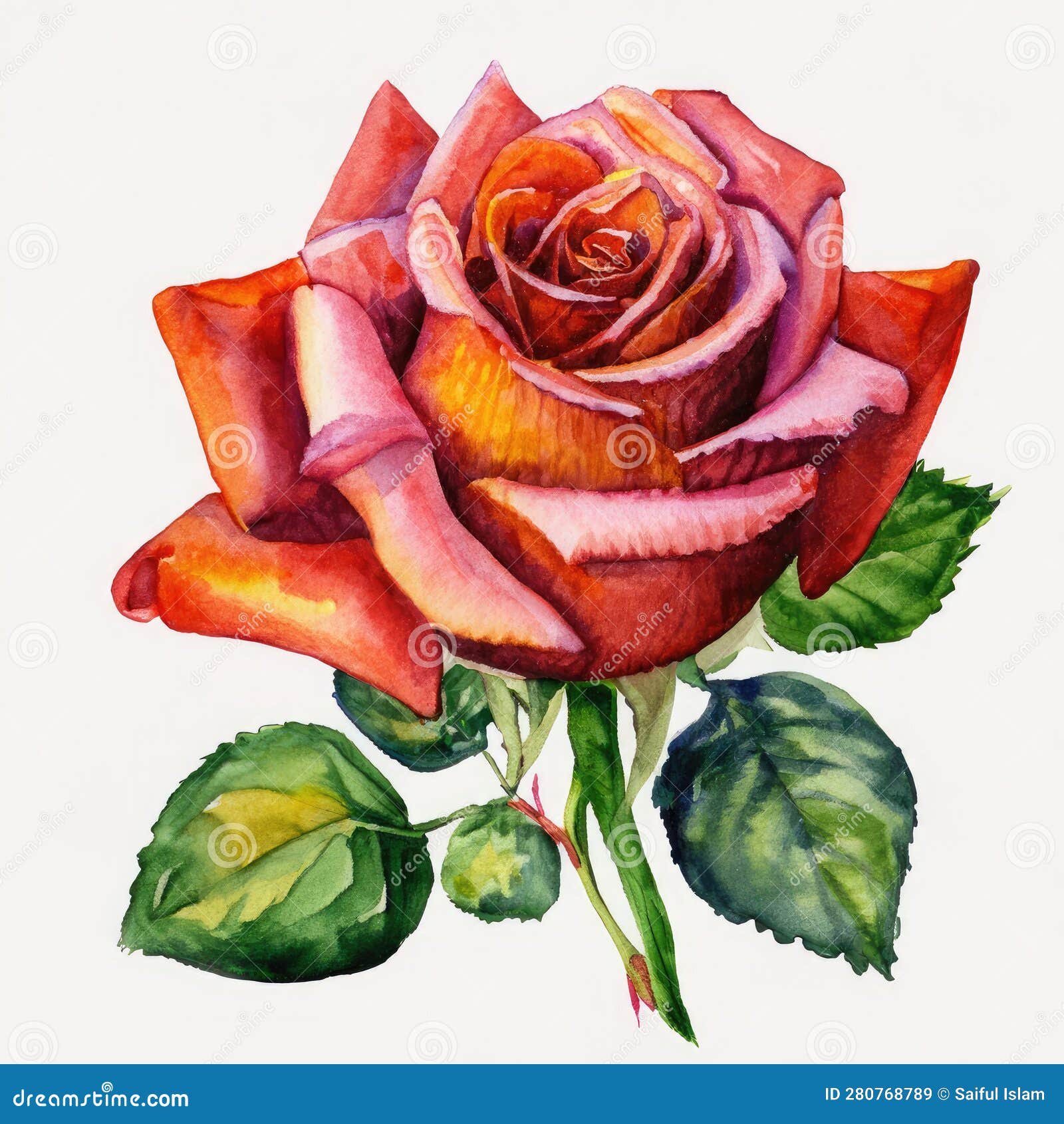 Illustration of Red Rose Watercolor Painting Design Stock Illustration ...