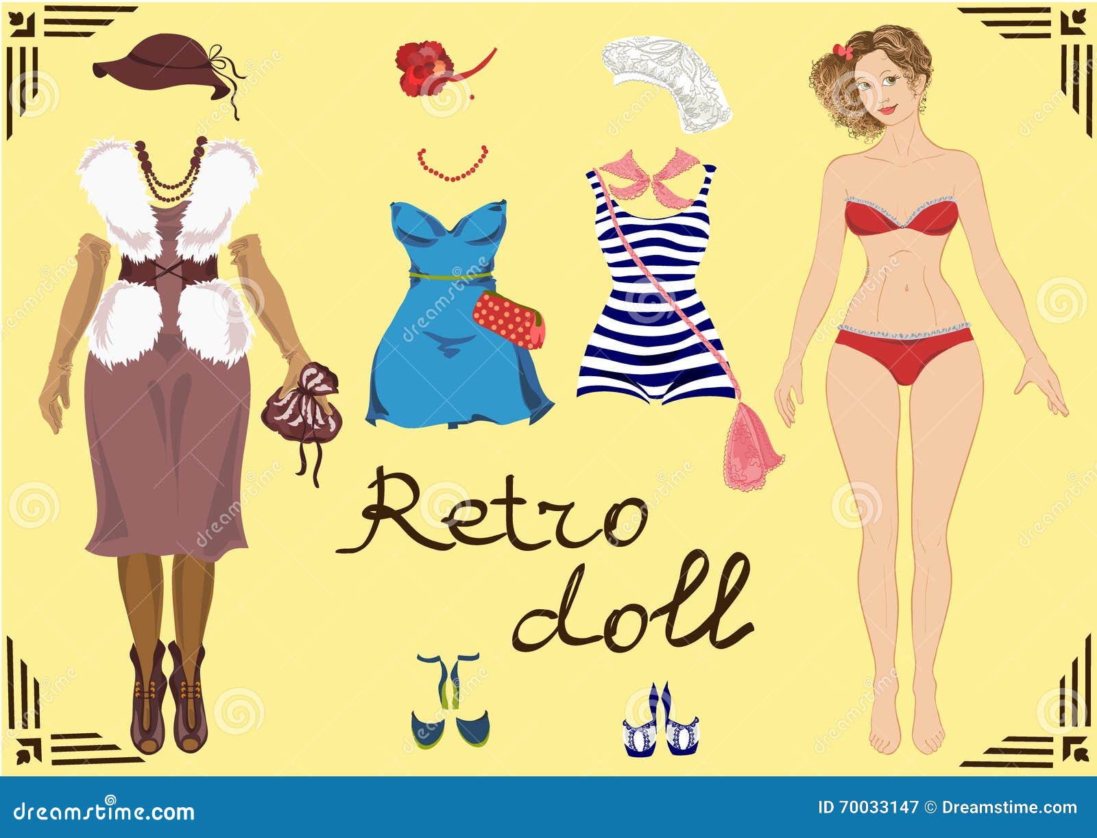 Retro girl outfit Design Template