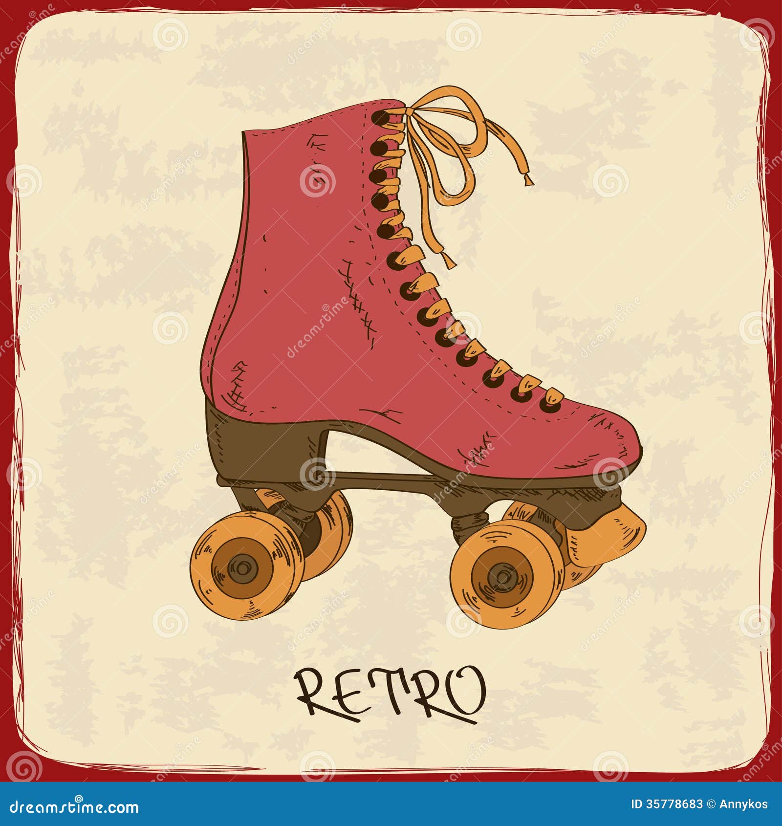 Illustration With Retro Roller Skates Stock Vector - Illustration of