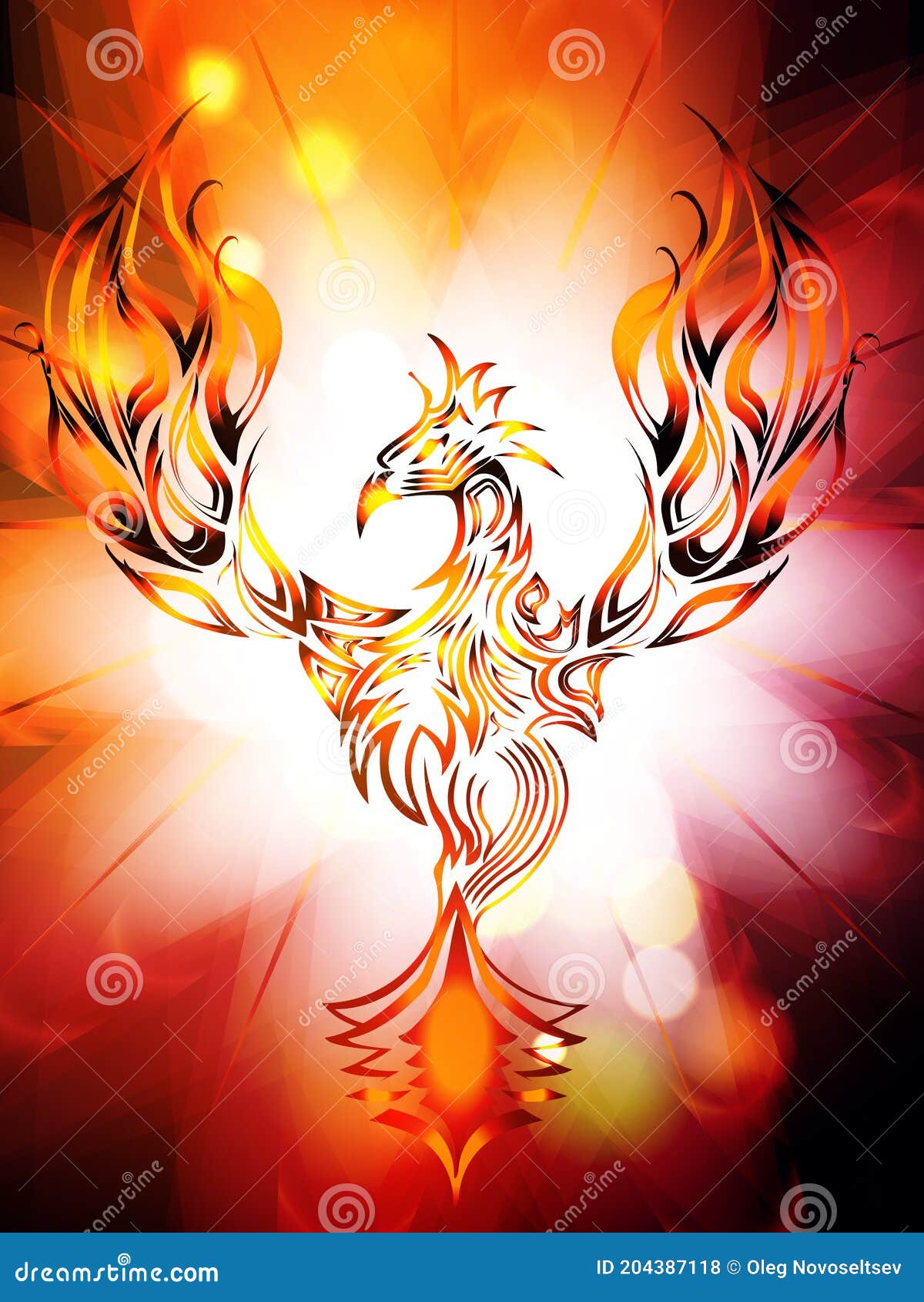  of rising phoenix against red dark background as  of rebirth. s are layered separately in  file.