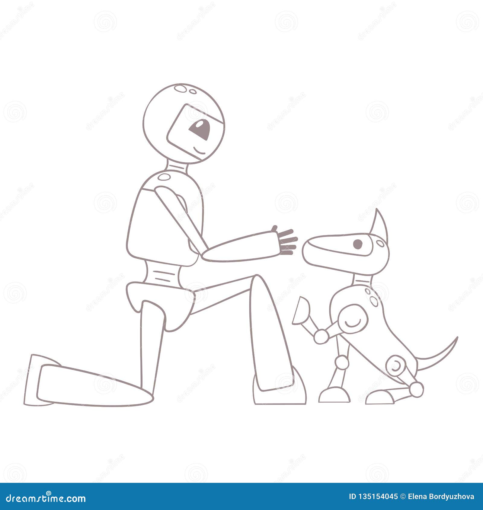 Illustration With Robot And Robot Dog Stock Vector - Illustration of