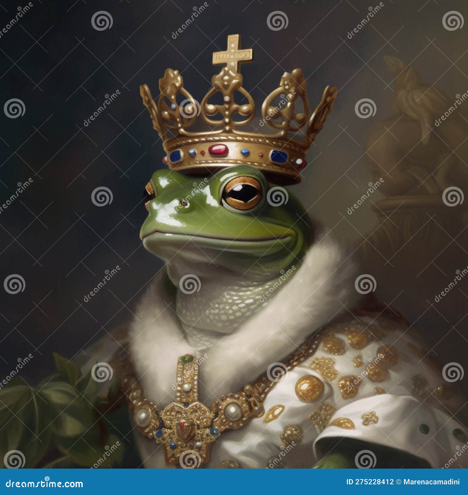 Royal Frog Prince with Crown Stock Illustration - Illustration of animals,  looking: 275228412