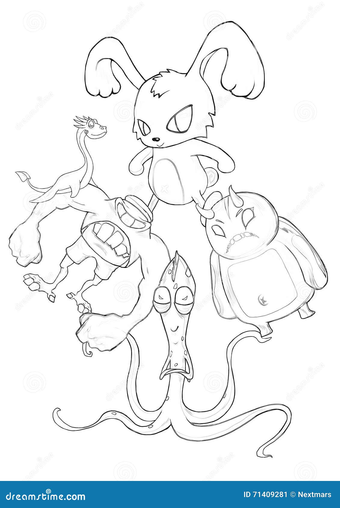 Illustration Serie De Livre De Coloriage Kung Fu Rabbit Et Ses Monstres De Mauvais Cul Du Battement Deux D Amis Illustration Stock Illustration Du Rabbit Monstres 71409281