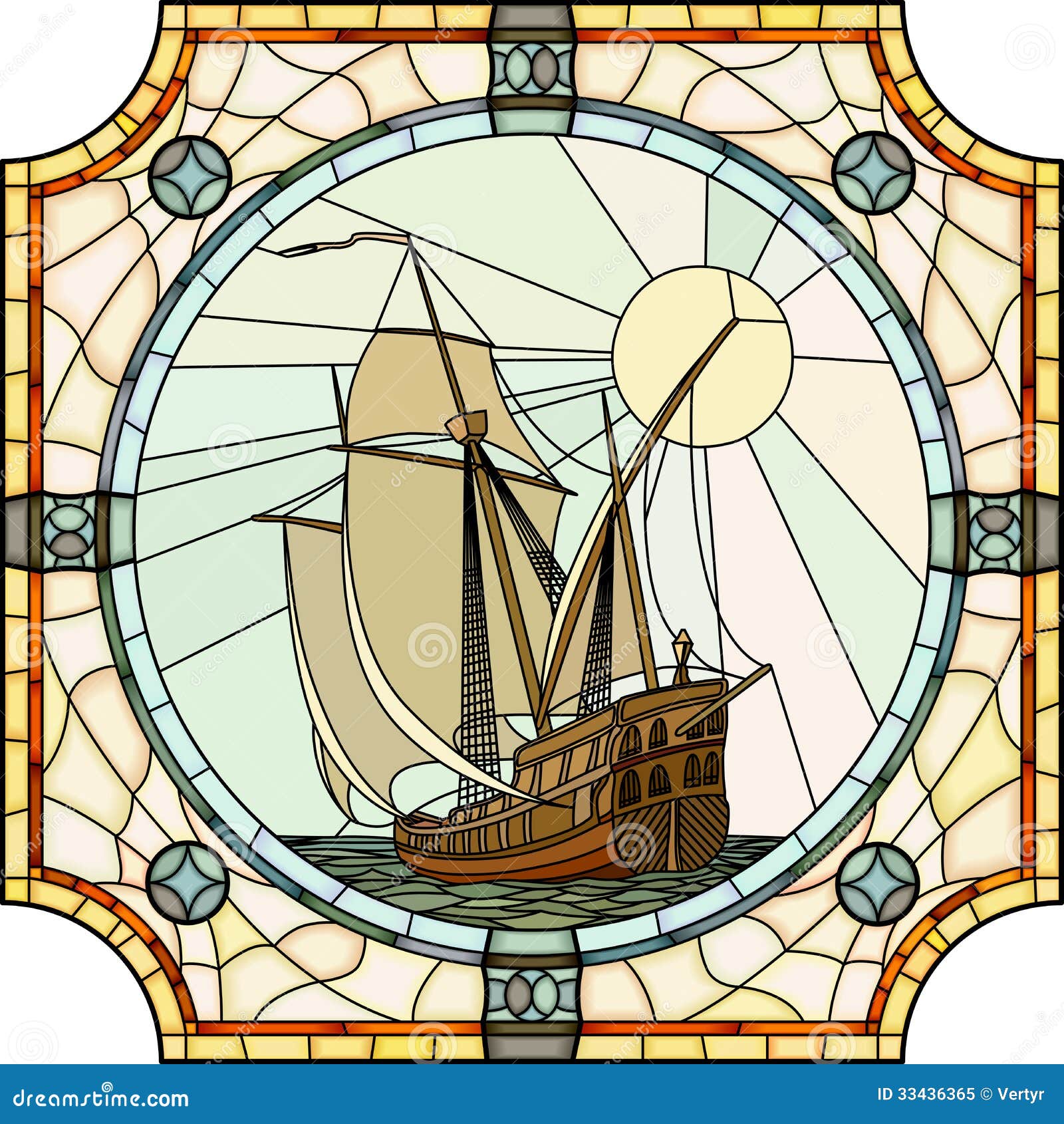 Illustration Of Sailing Ships Of The 17th Century. Royalty 