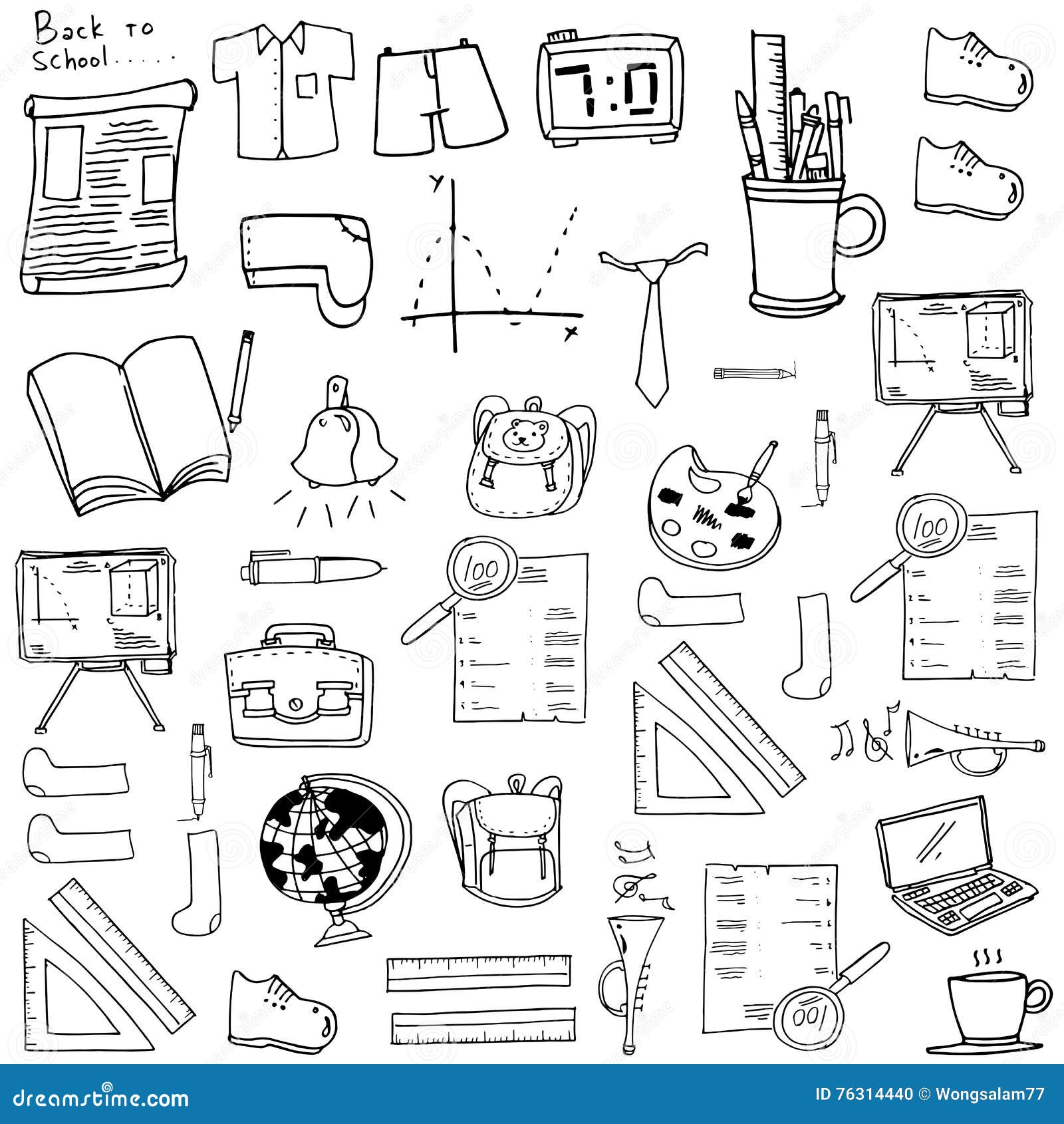 Illustration School Supplies Doodles Stock Vector Illustration of