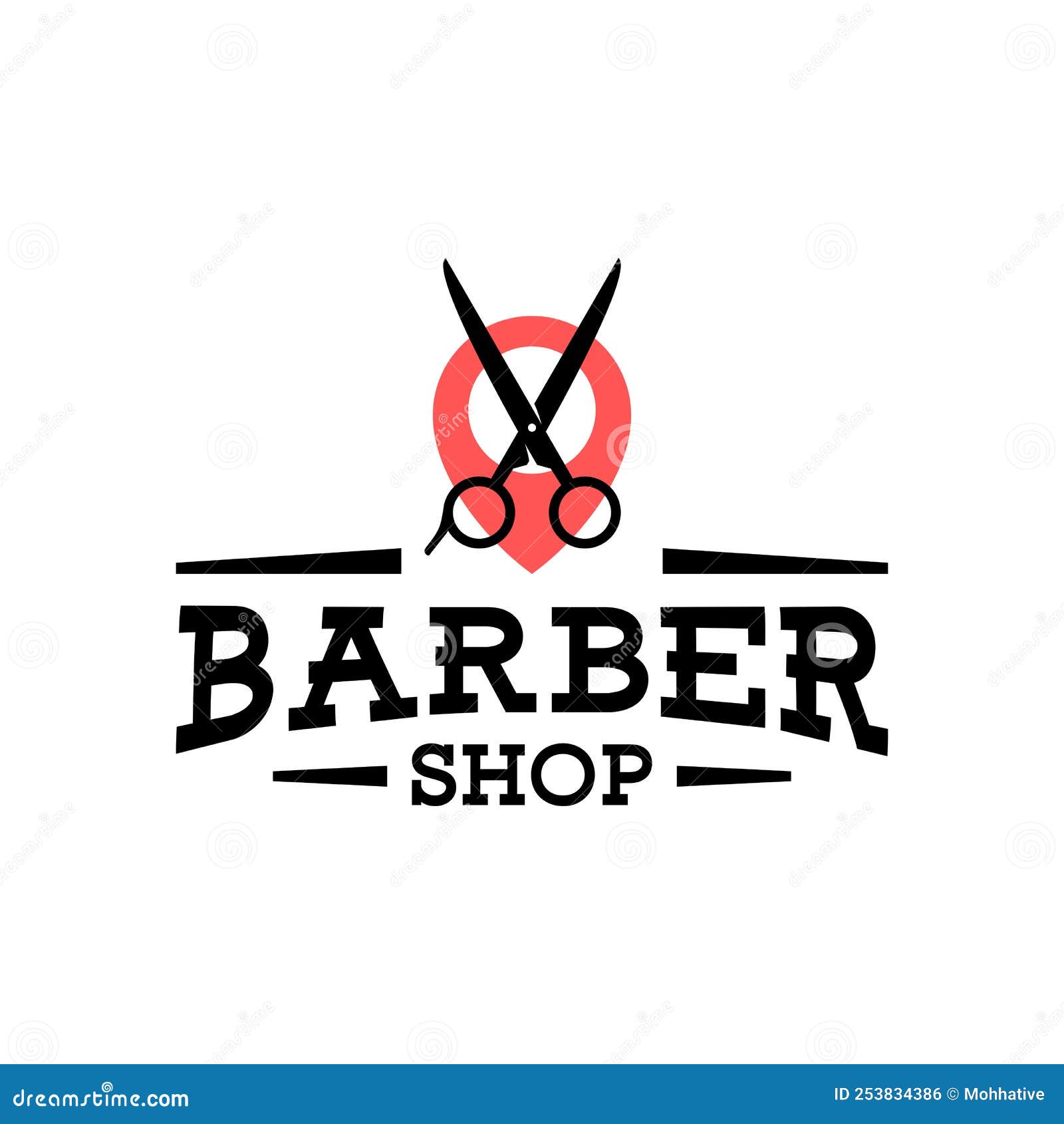 Illustration of a Scissors and a Icon Location for a Barber Shop Logo ...