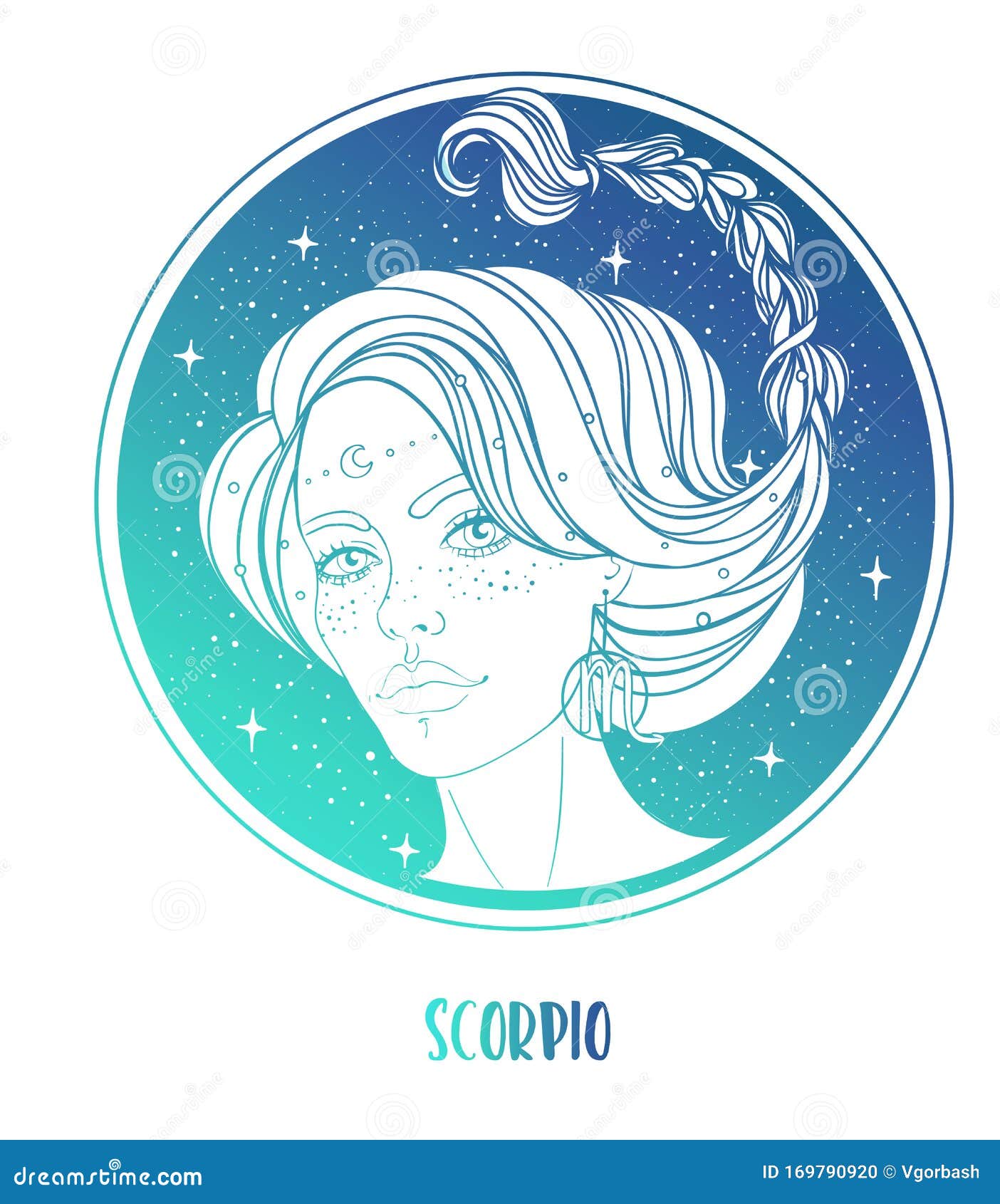Illustration of Scorpio Astrological Sign As a Beautiful Girl. Zodiac ...