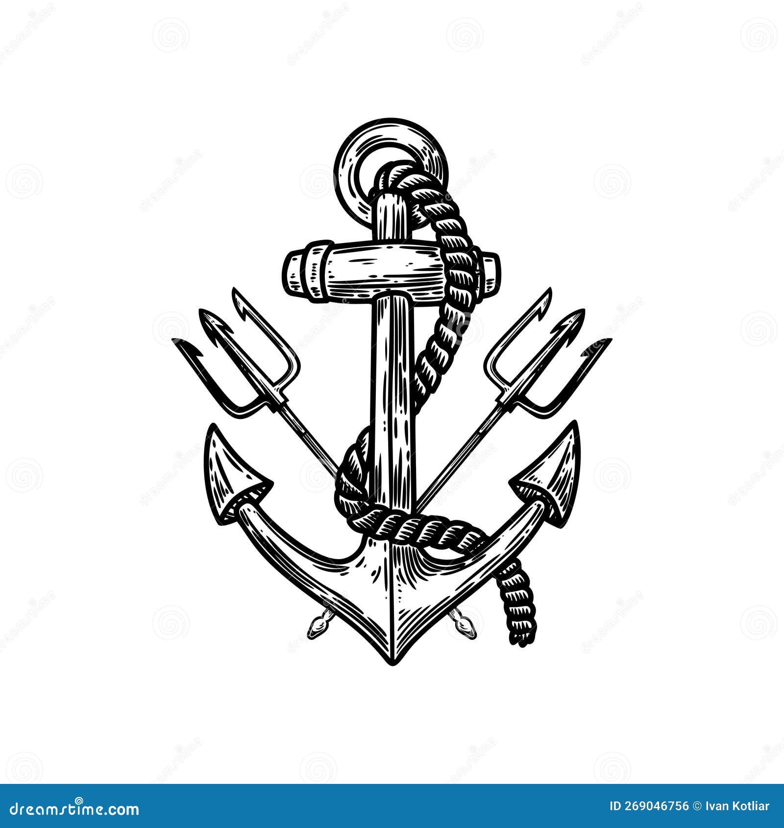 Illustration of Sea Anchor with Crossed Tridents. Design Element for ...