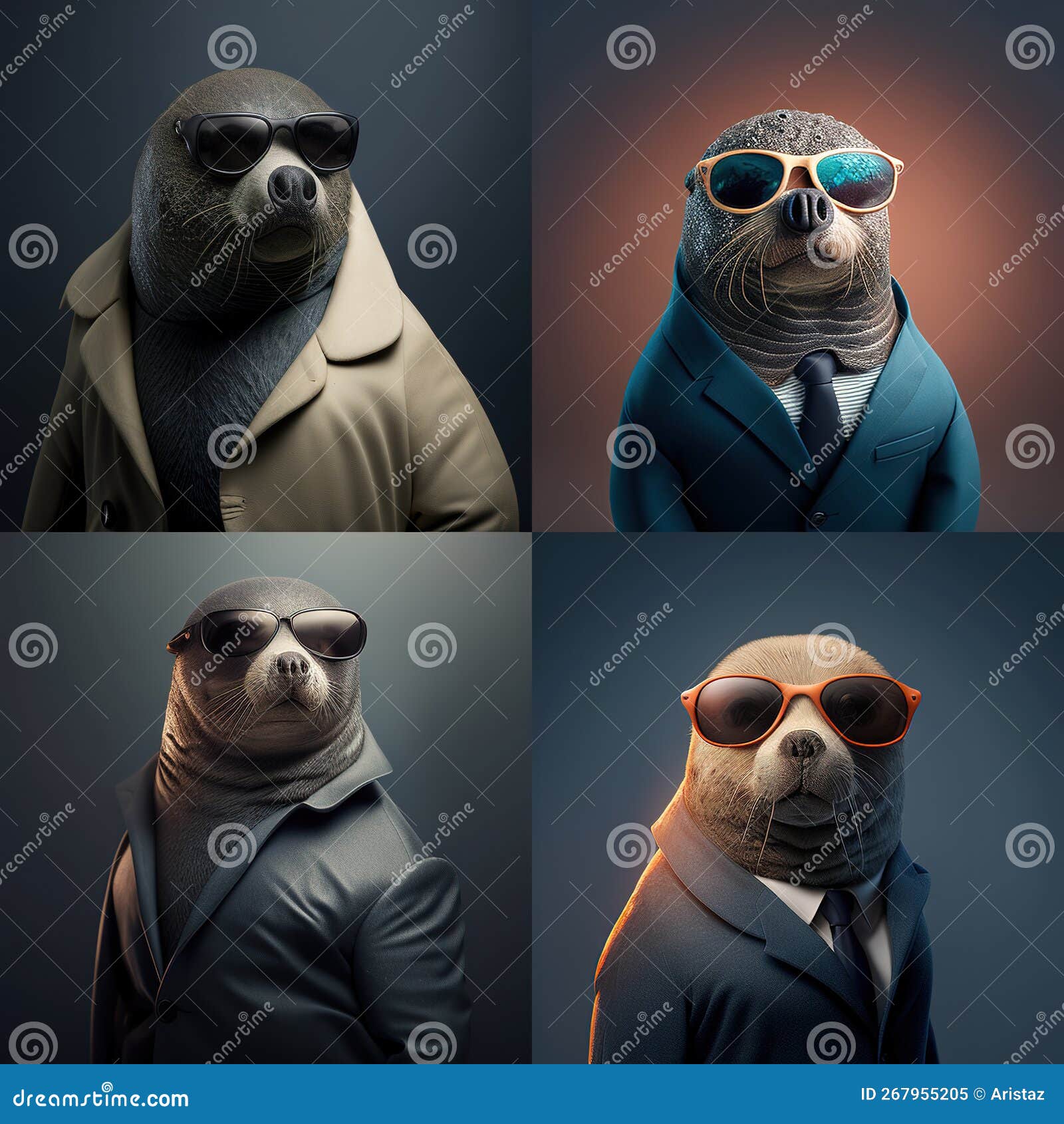  of seal in a suit as mascot