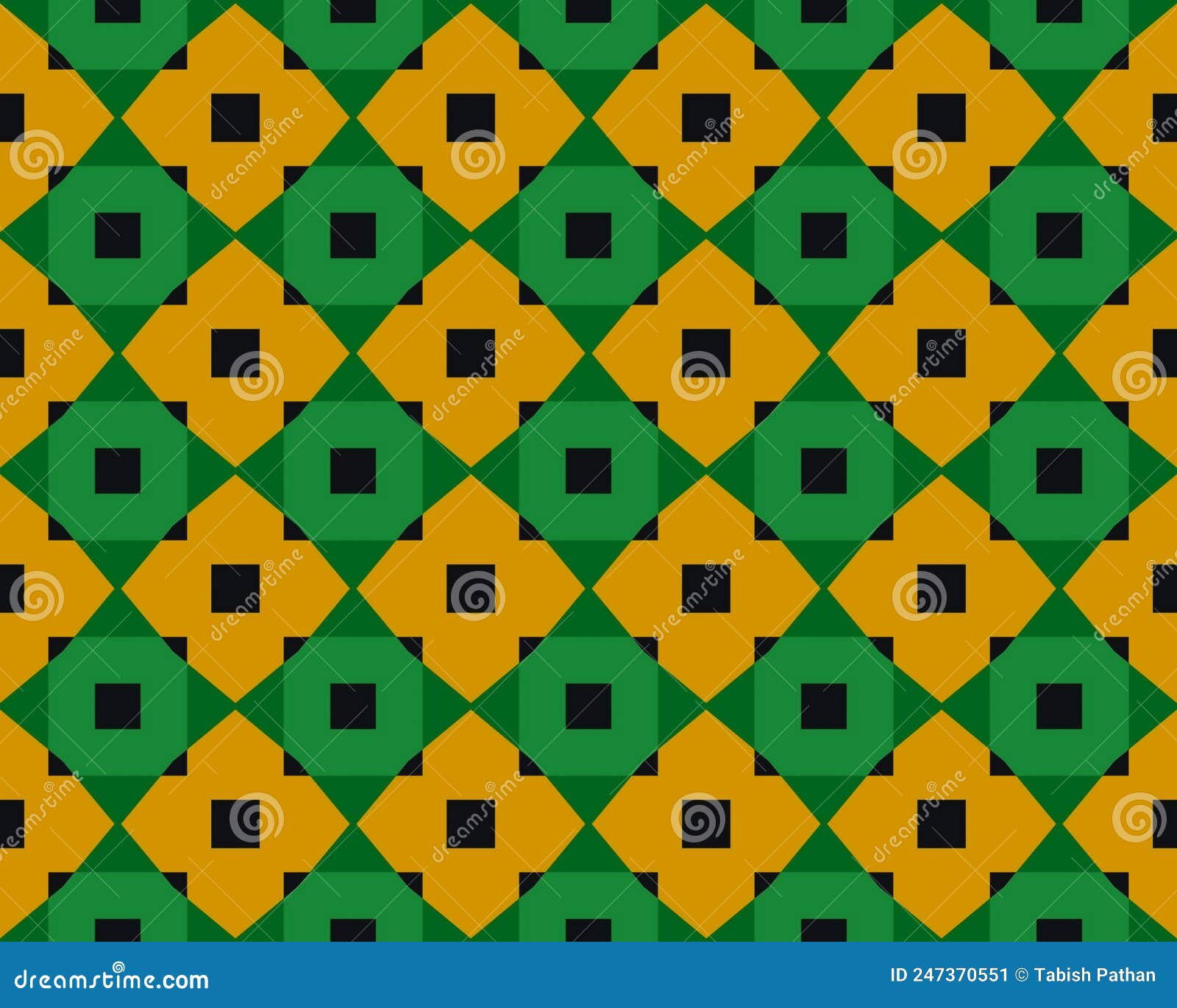 Illustration of Seamless Yellow and Green Square and Tr.iangle Tile