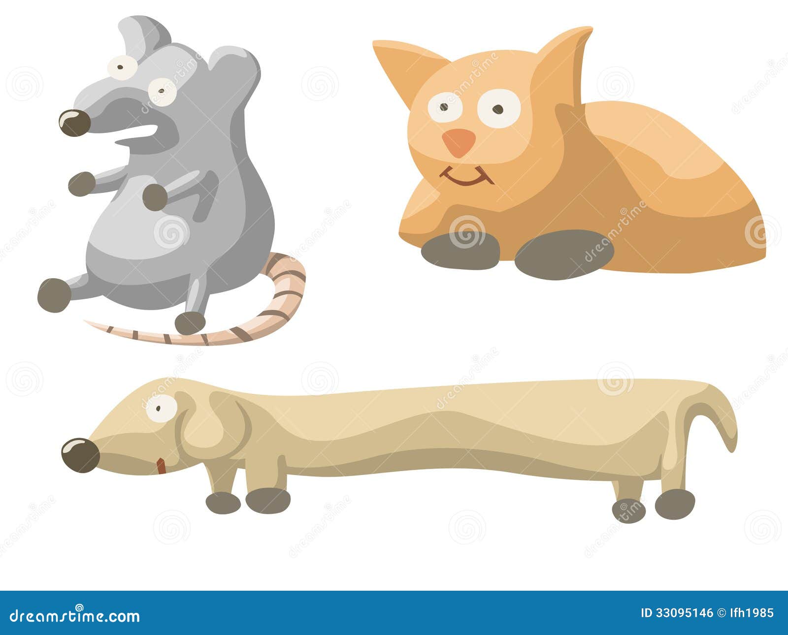 Illustration Of Set With Cat Dog And Mouse Royalty Free Stock Image