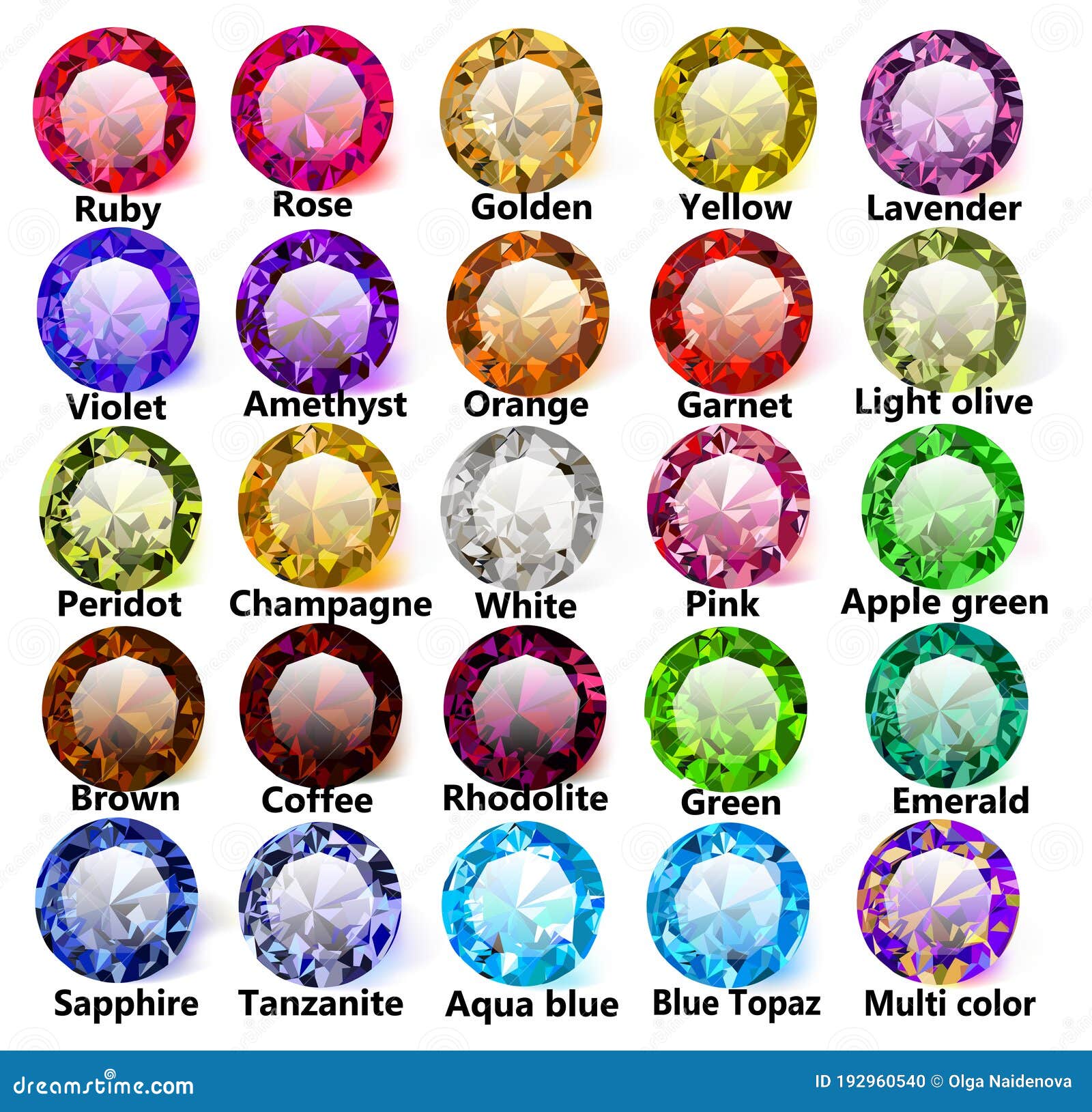 Set of Gemstones Gems of Various Colors Stock Vector - Illustration of ...