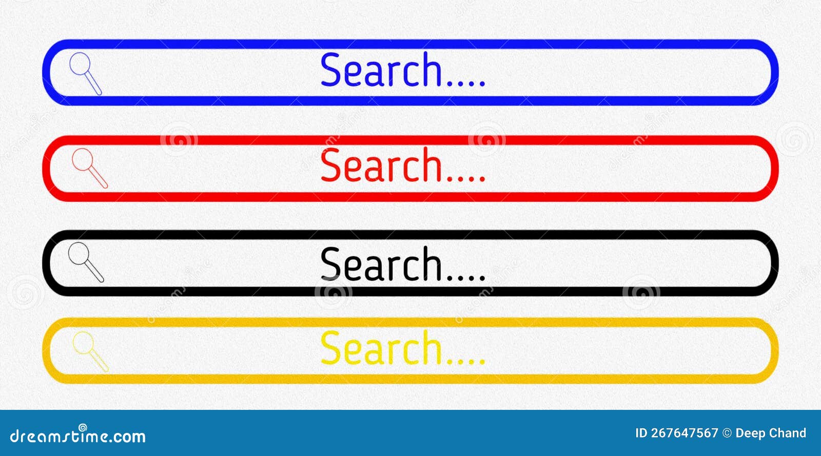 Illustration Set of Search Icon, Four Multi Color Isolated on White