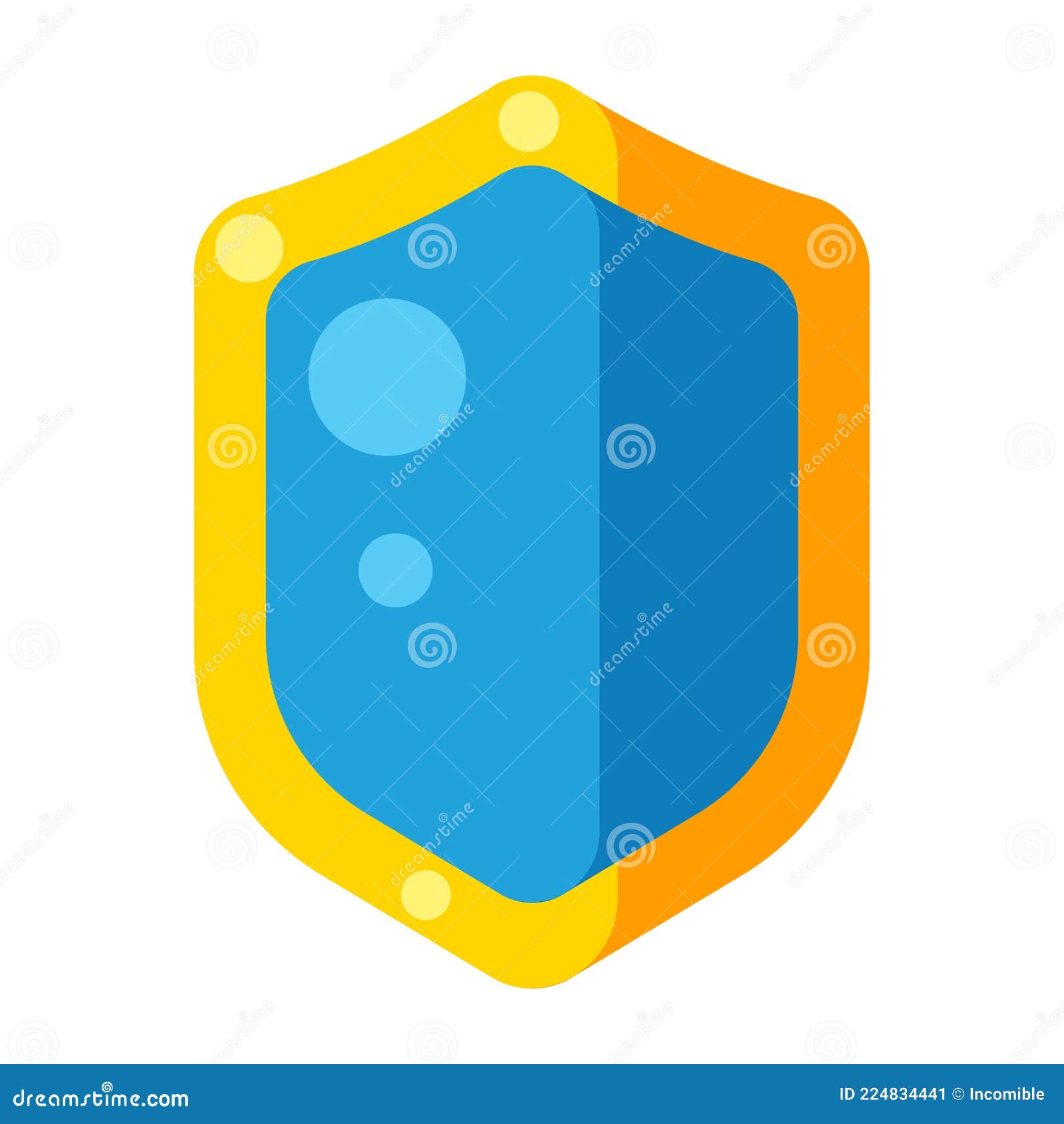 Illustration of Shield. Cartoon Stylized Item. Icon on White Background