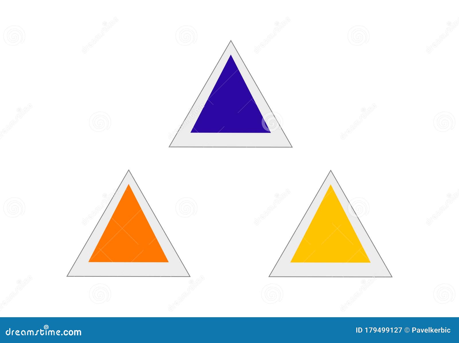 Set of Three Colored Triangles, Graphic Elements, Digital Art Stock