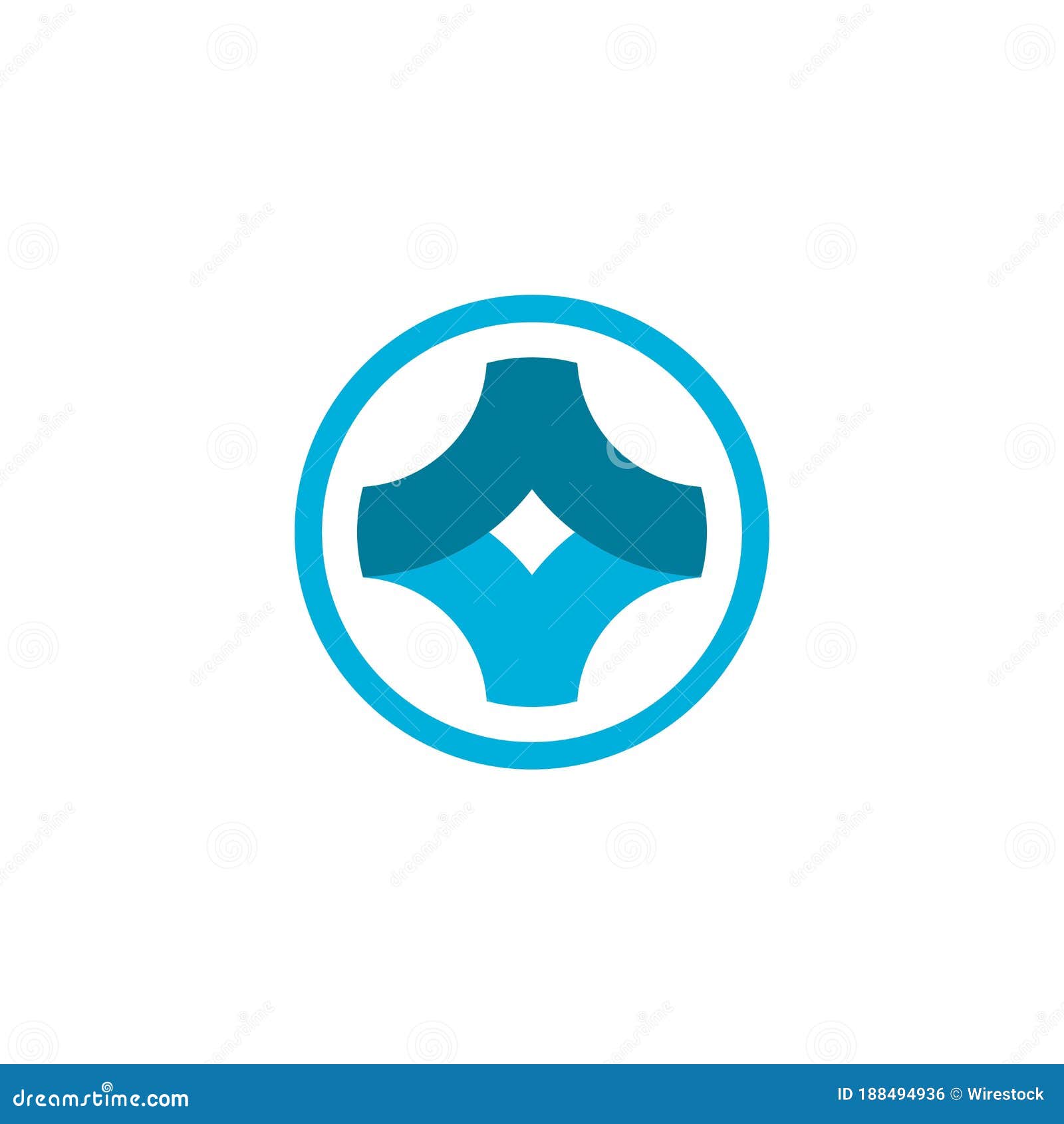Illustration of a Simple Blue Circle Logo in a White Background Stock