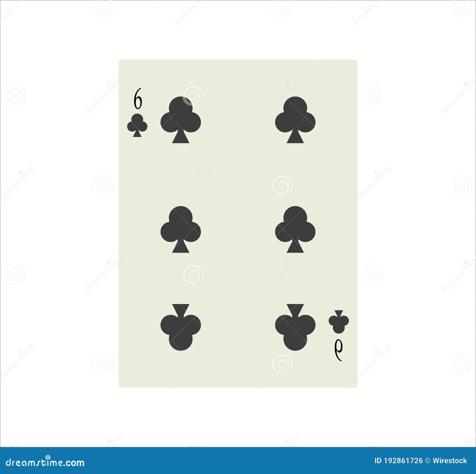 Illustration of a Six of Clubs Isolated on a White Background Stock