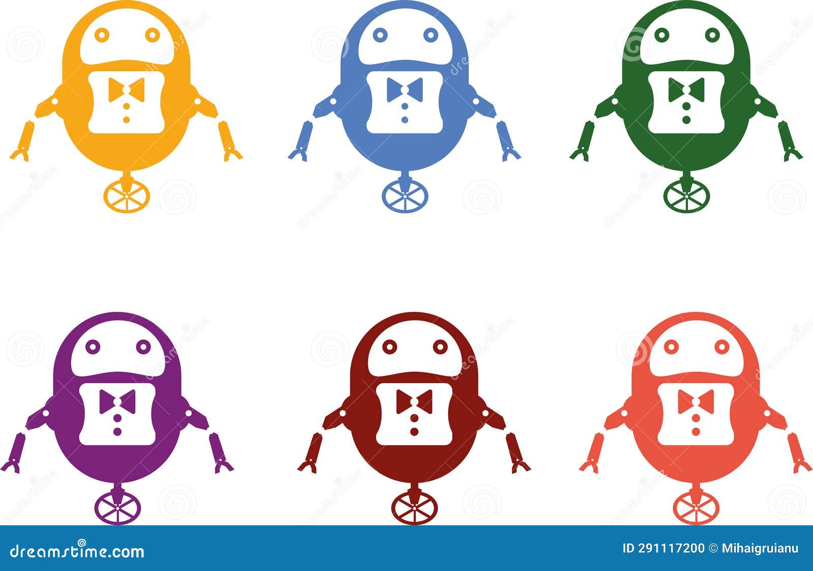 Illustration of Six Robots in Different Colors Stock Illustration ...