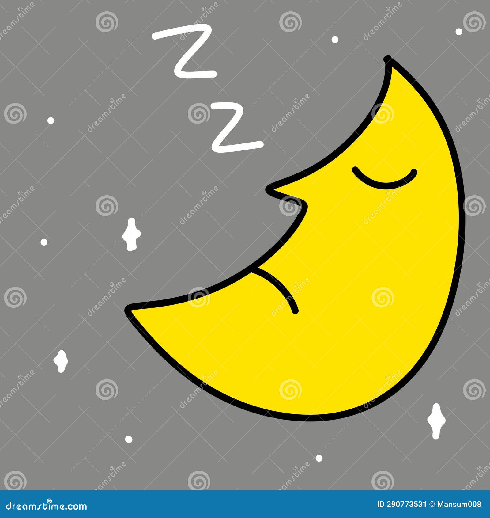 Illustration of a Sleeping Crescent Moon Stock Illustration