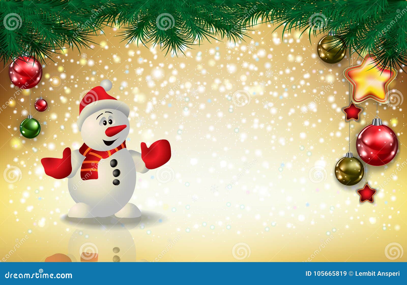 Download Christmas Snowman Gold Background Stock Illustration Illustration of scarf jack