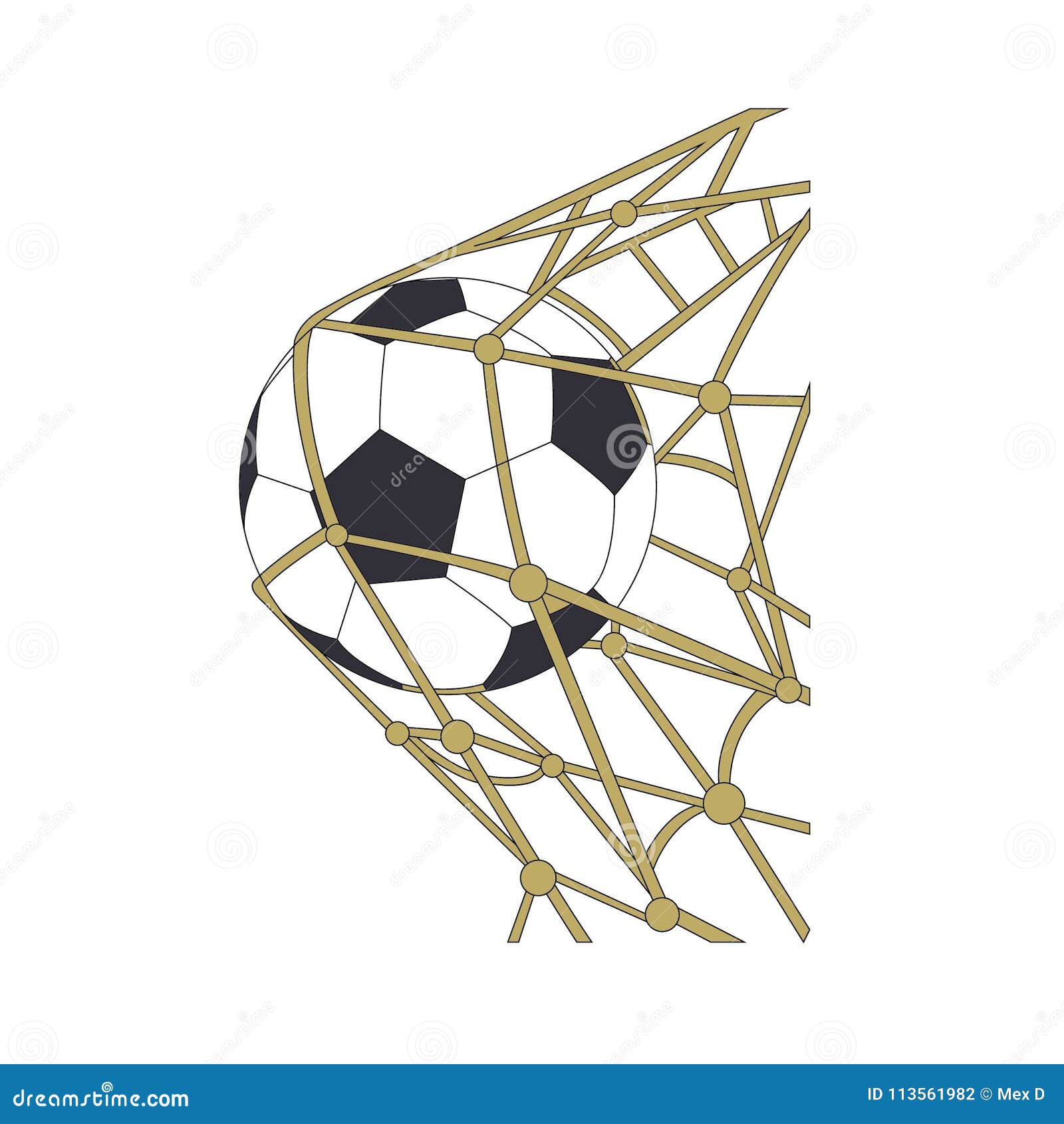 Soccer Ball Cartoon In Goal Stock Vector Illustration Of Kick Flat