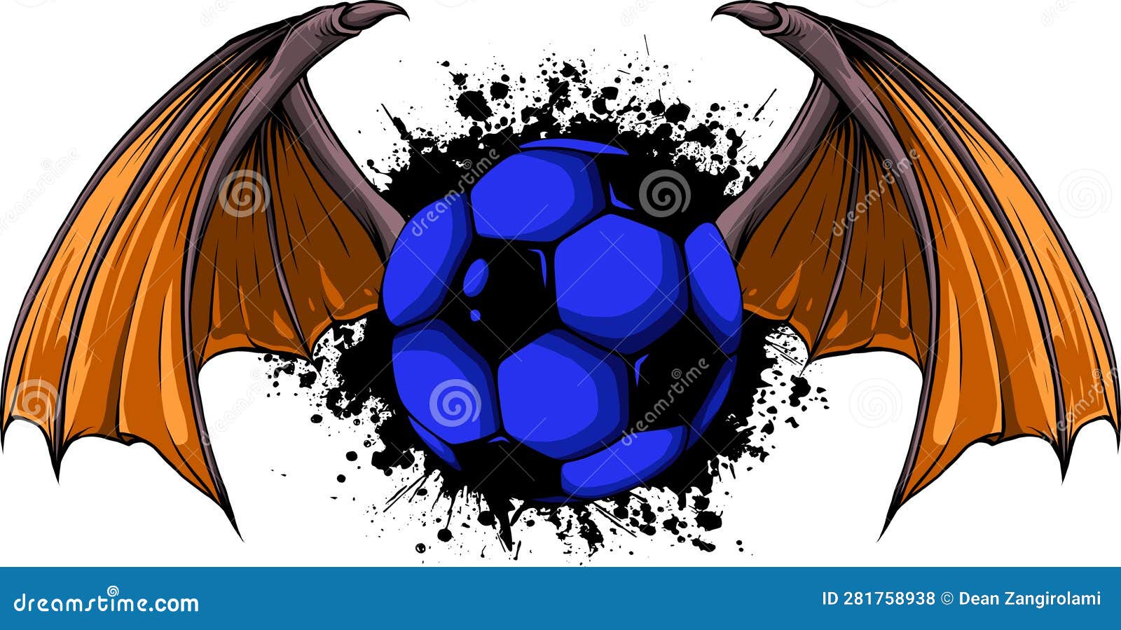 Vector Illustration of Soccer Ball and Wings Stock Vector
