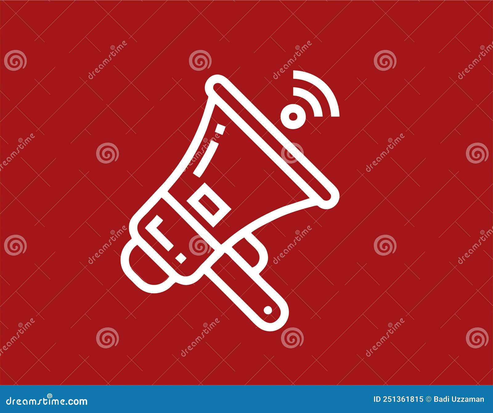Speaker Icon Symbol in White on the Red Background Stock Illustration