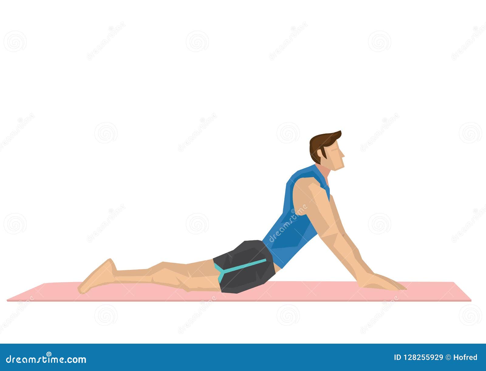 Illustration of a Strong Man Practicing Yoga with a Cobra Pose. Stock ...