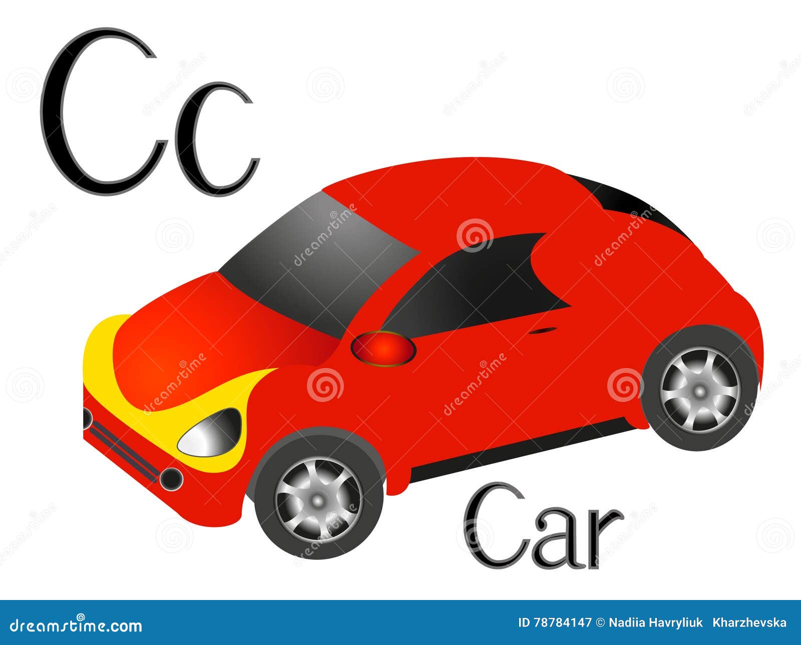 Illustration for Teaching Children the English Alphabet with Cartoon Car.  the Letter C. Stock Vector - Illustration of modern, colorful: 78784147