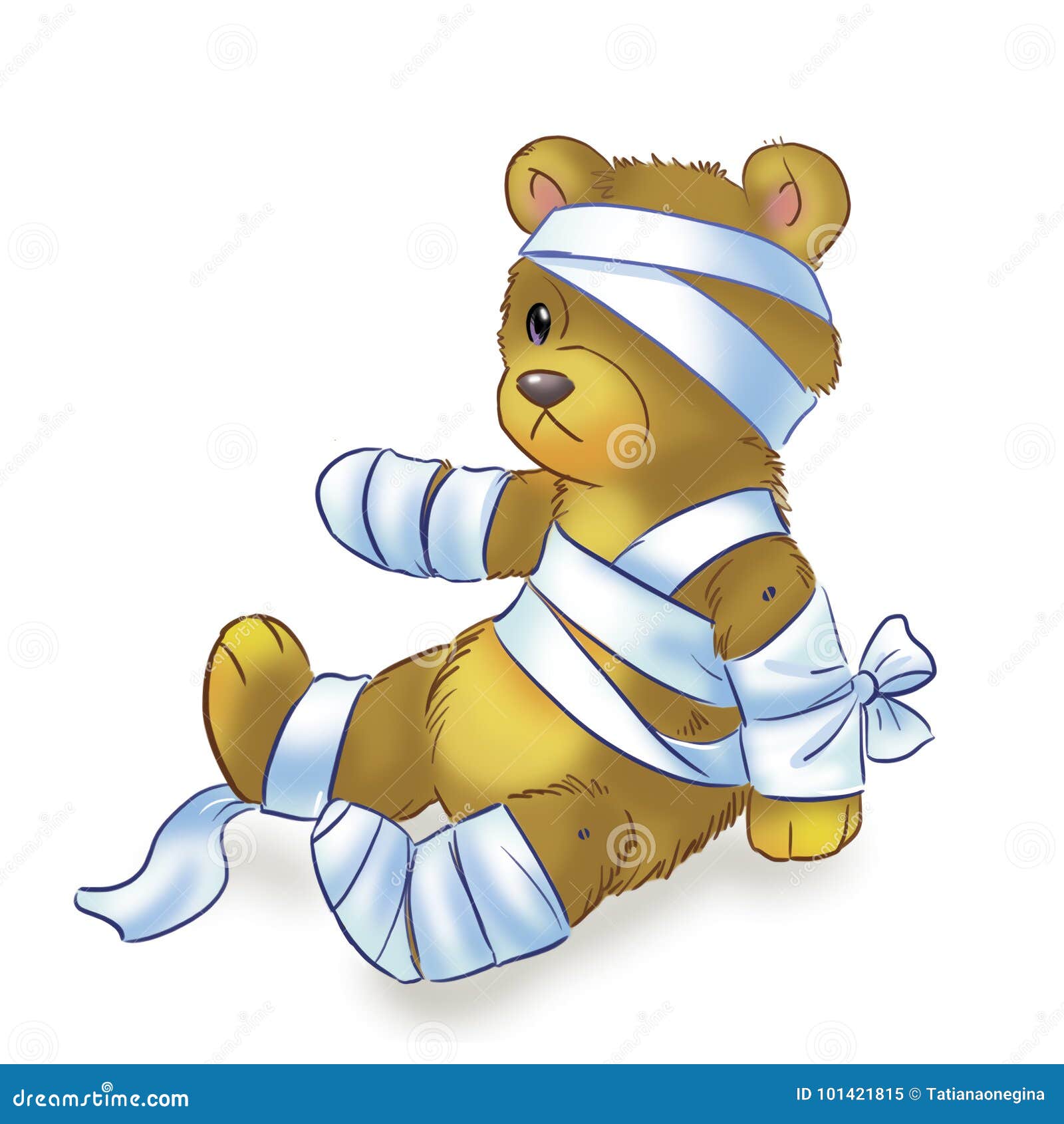 Get Well Soon Card Teddy Bear With Bandaged Arm Stock Illustration