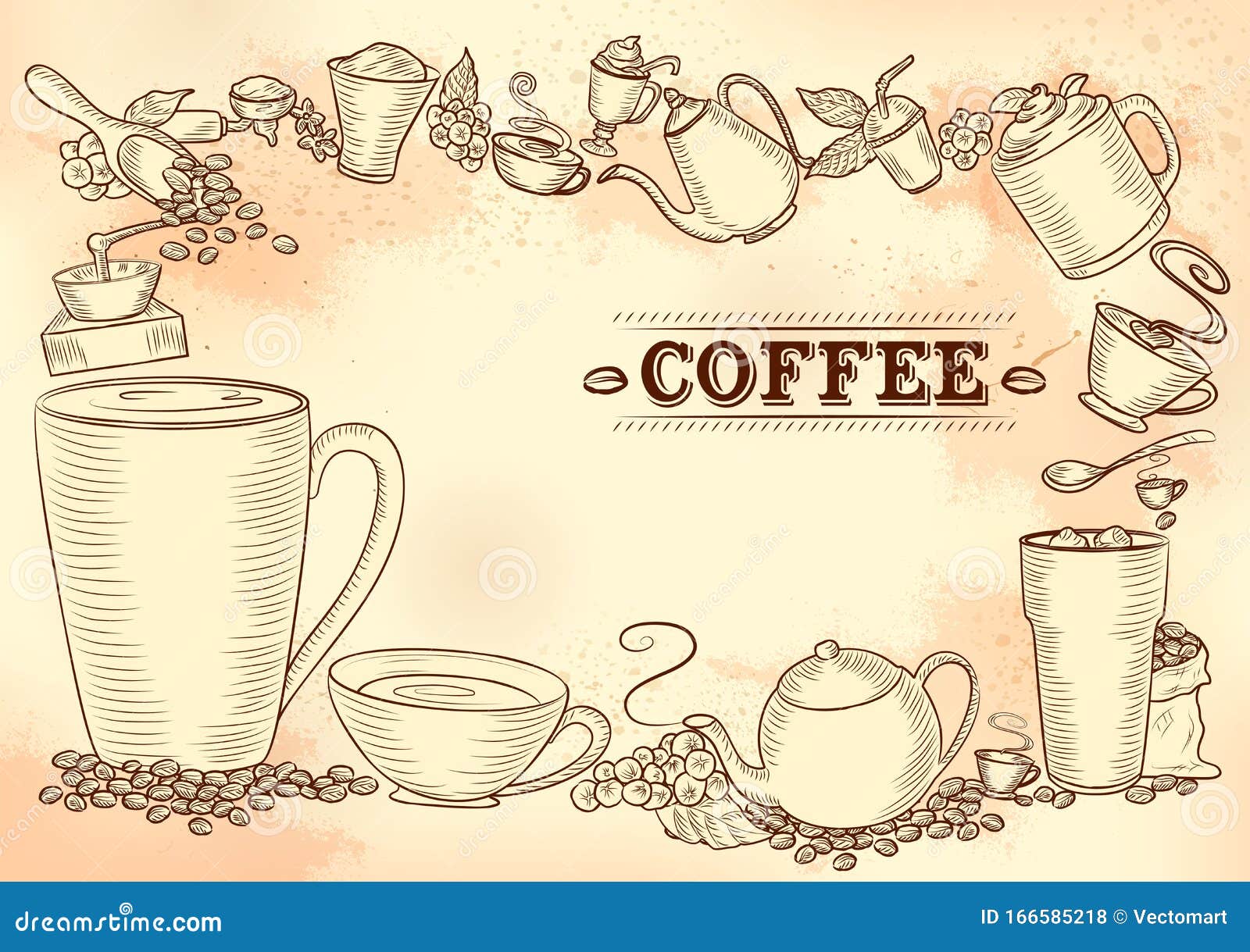 Template of Different Types of Coffee for Menu Background Design of Hotel  or Restaurant Stock Vector - Illustration of coffee, cafe: 166585218