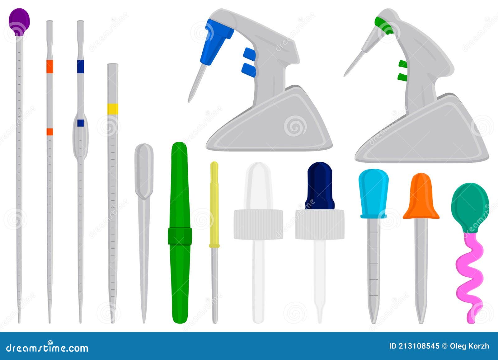 Illustration on Theme Big Kit Different Medical Pipette, Dropper for