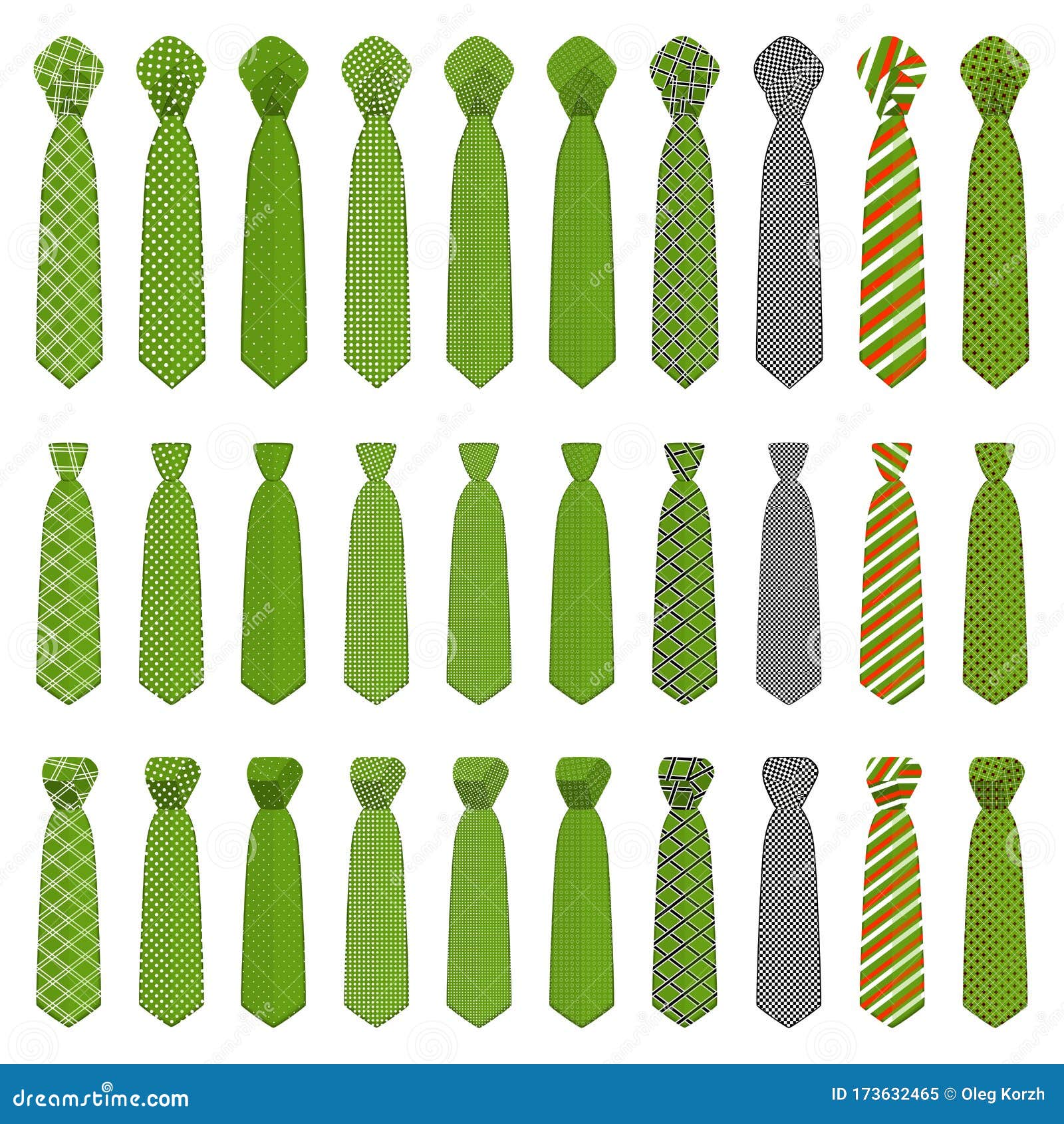 Illustration on Theme Big Set Ties Different Types, Neckties Various
