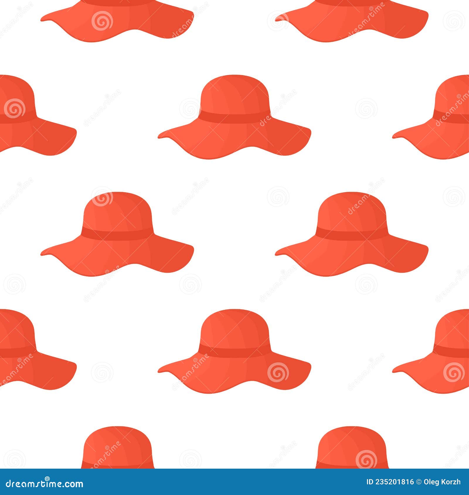 Illustration on Theme Pattern Women Sun Hats Stock Vector