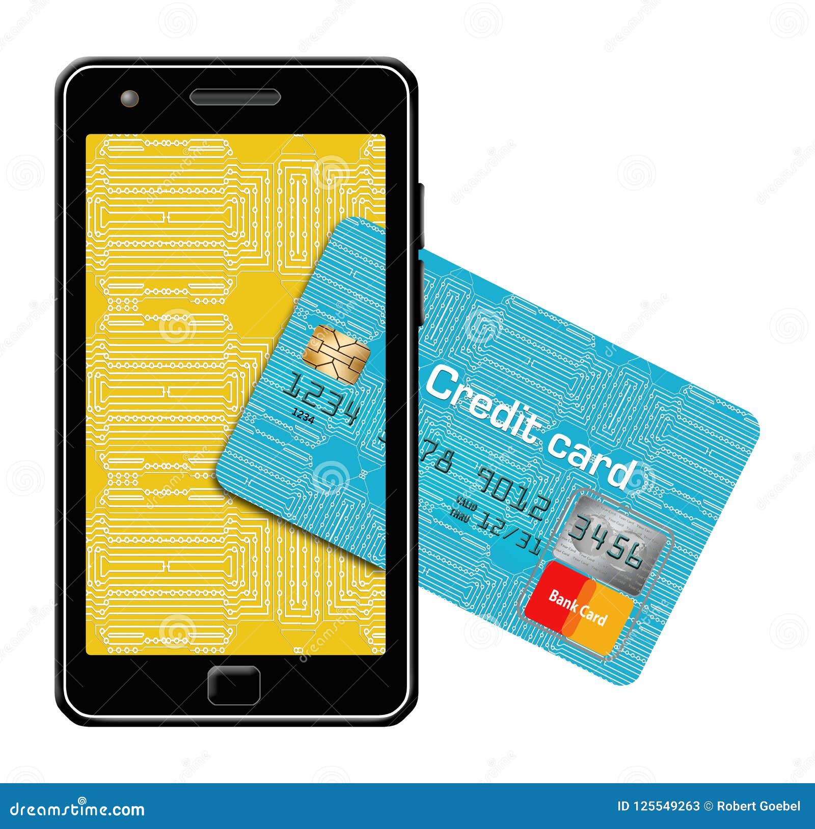 This Illustration Is On The Theme Of Using Your Phone Like A Credit Card With Trap To Pay Etc ...