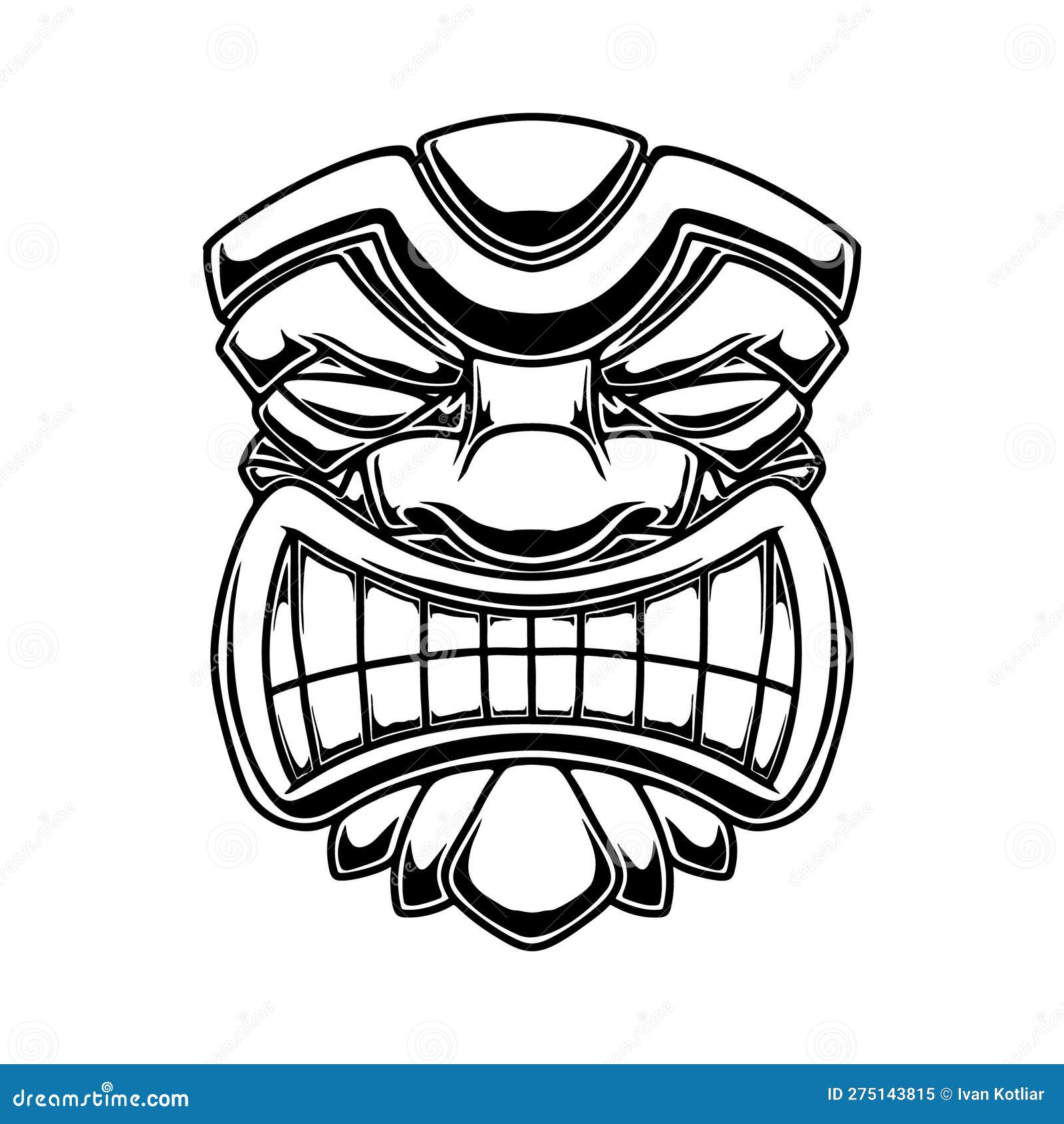 Illustration of Tiki Tribal Wooden Mask. Design Element for Logo ...
