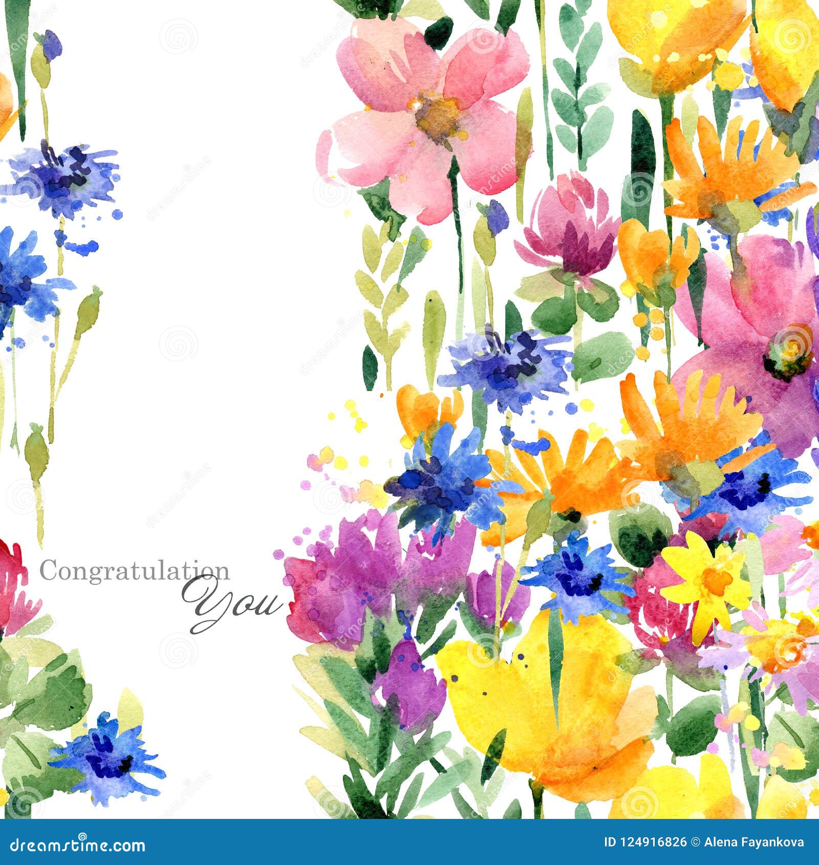 Illustration Tirée Par La Main D'aquarelle De Fleurs De Champs Carte De  Voeux Illustration Stock - Illustration du flore, beau: 124916826