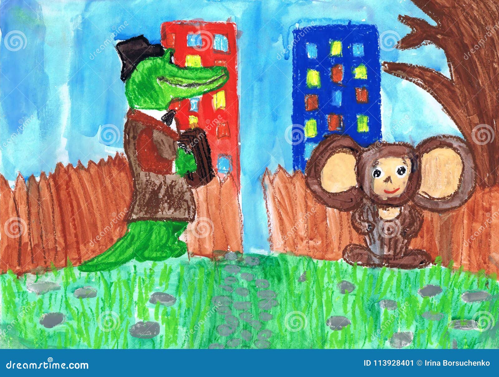  to the animated film gena`s crocodile. children`s drawing