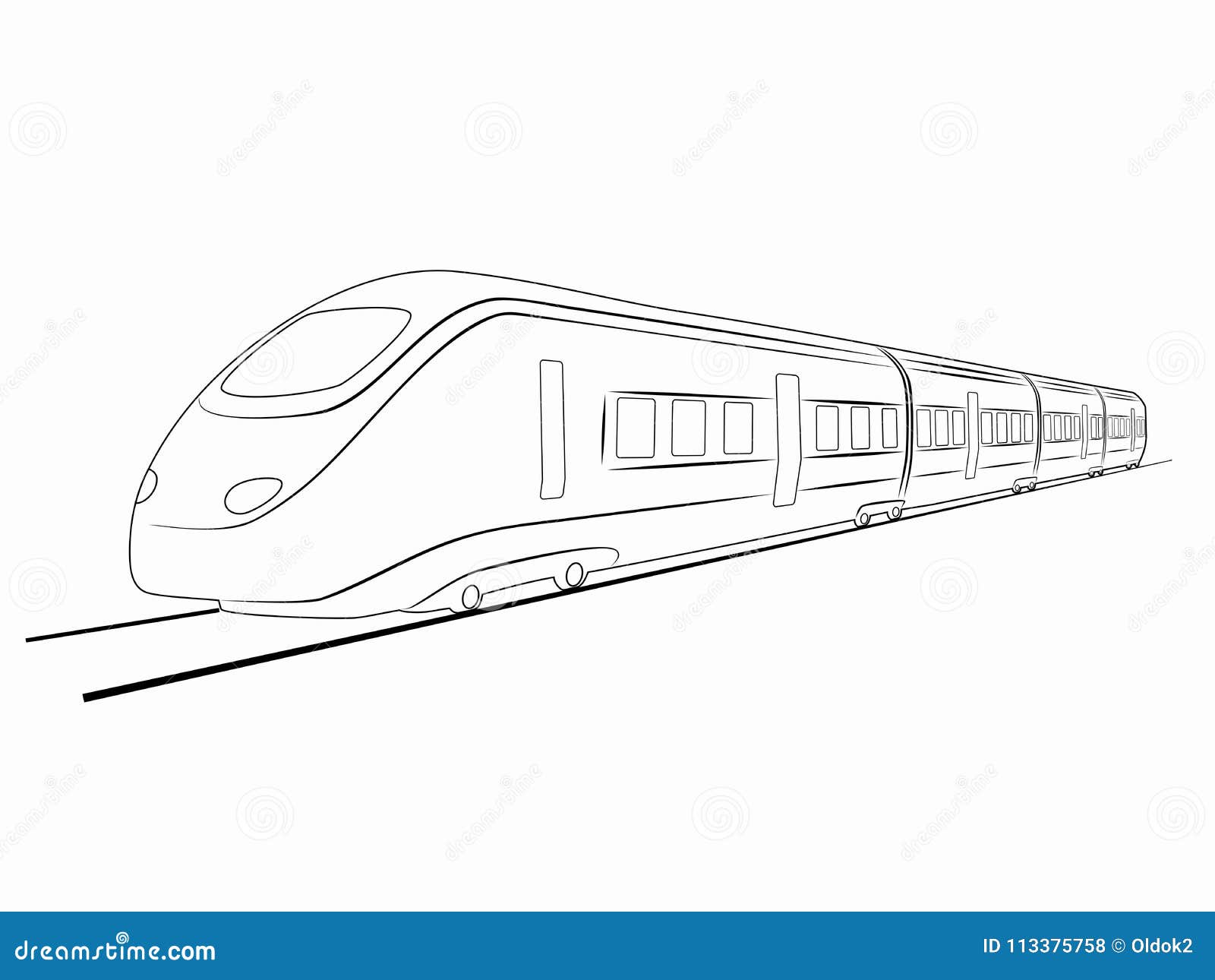 Linear sketch high speed train Stock Vector