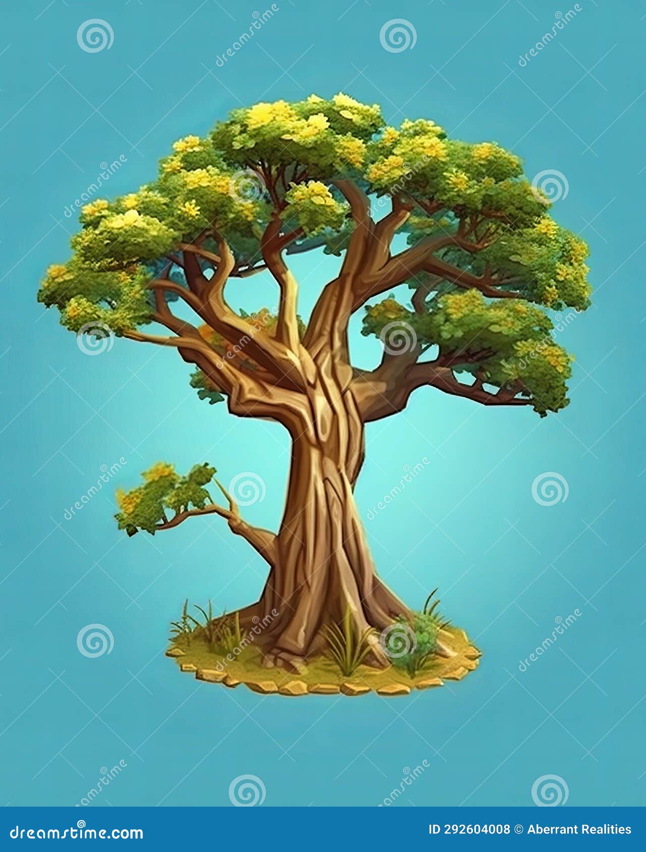 An Illustration of a Tree on a Blue Background Stock Illustration
