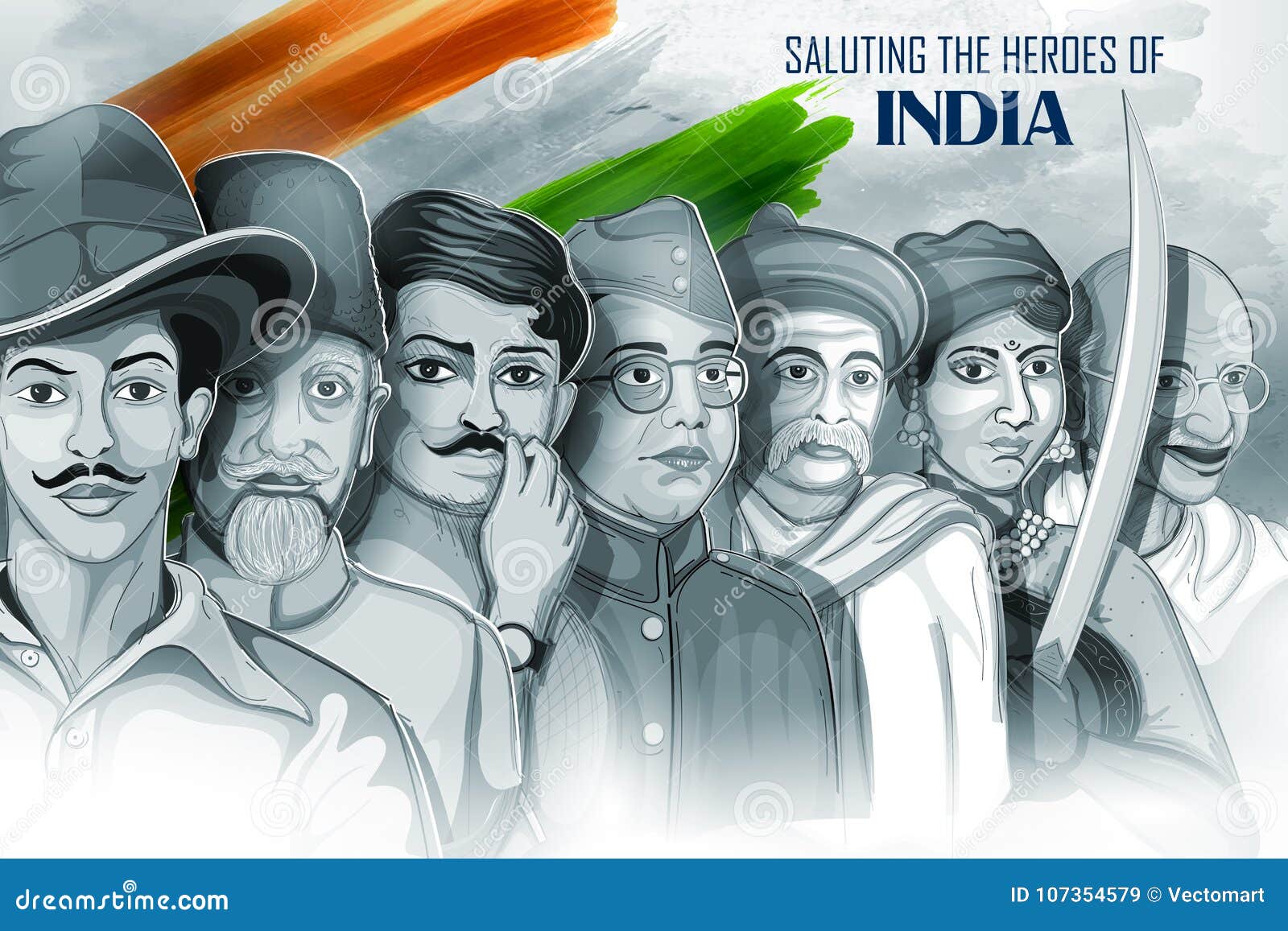 Tricolor India Background with Nation Hero and Freedom Fighter for ...