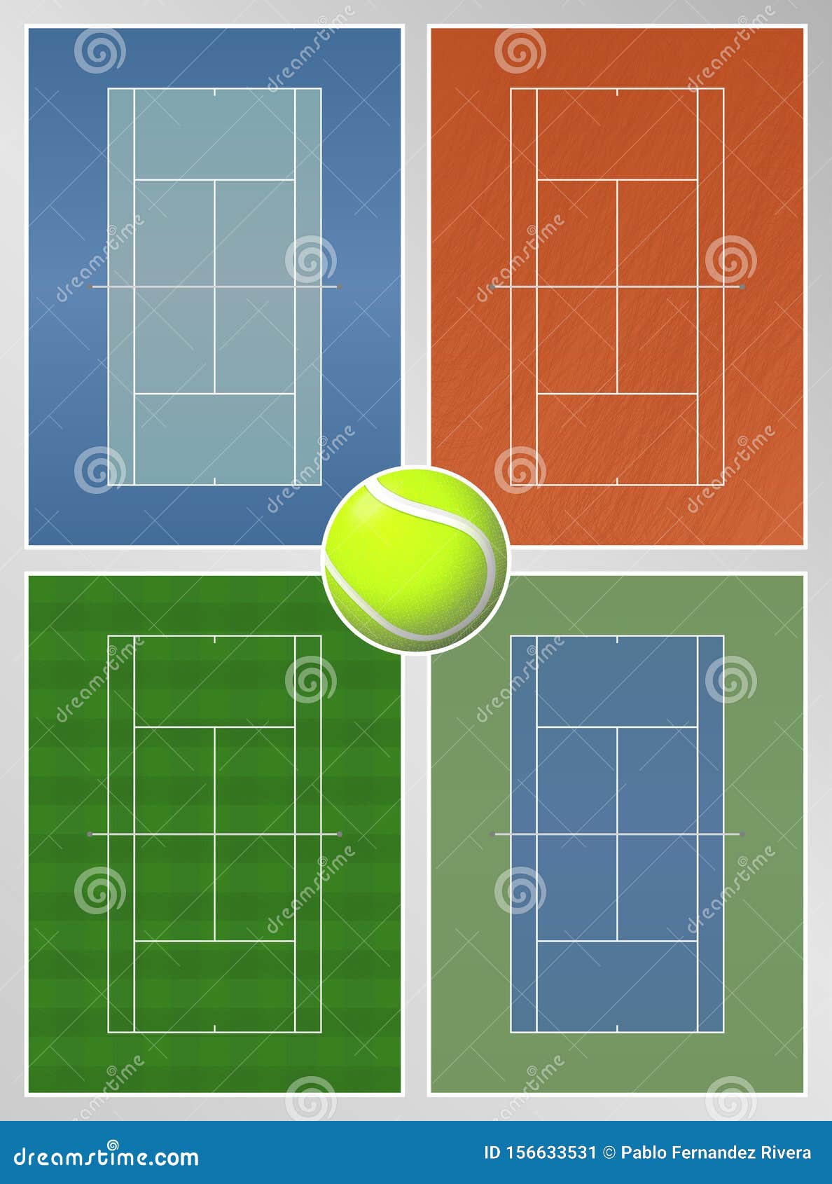 beven kom echo Types of Tennis Courts Surfaces Stock Vector - Illustration of courts,  view: 156633531