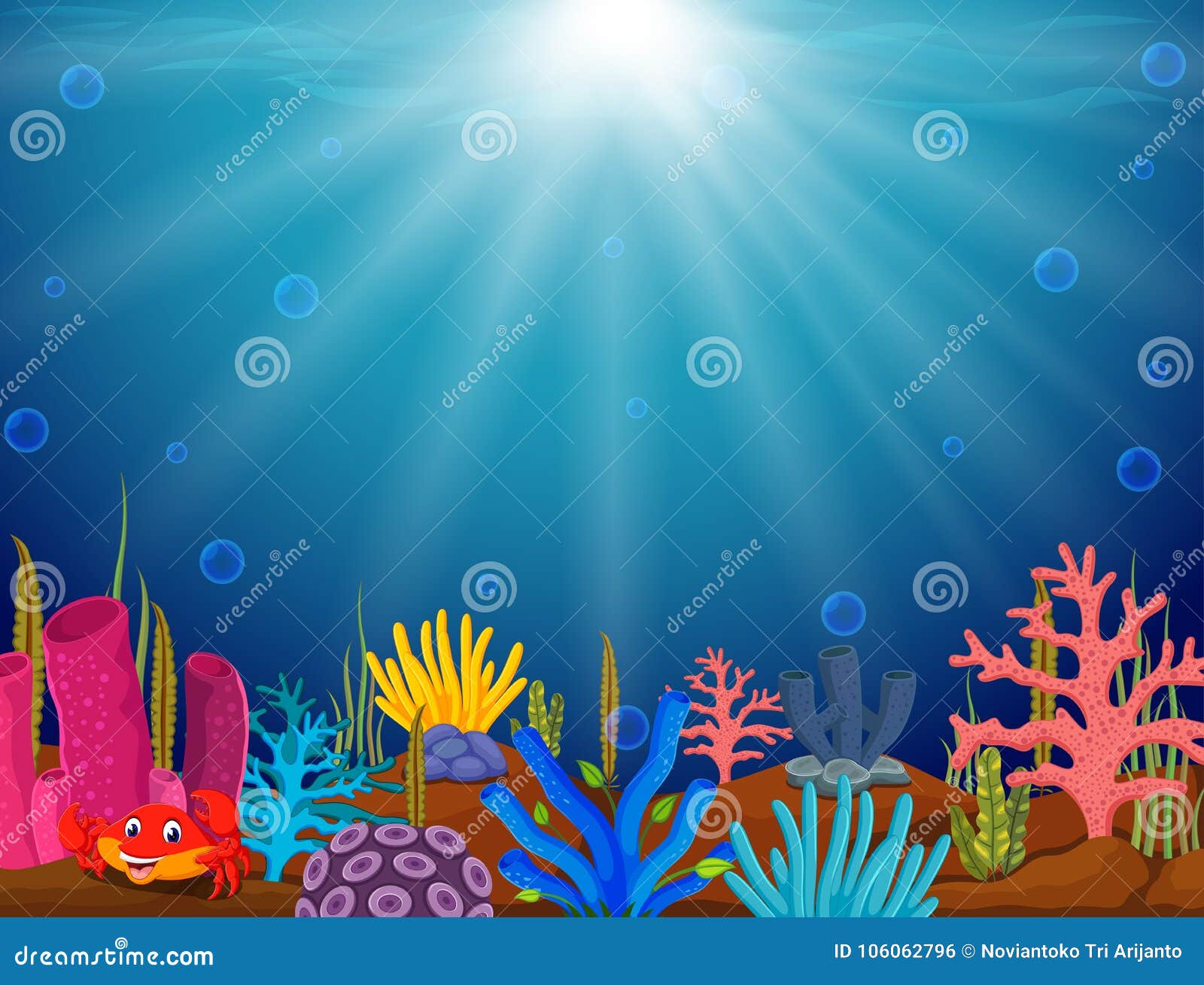 underwater scene with tropical coral reef