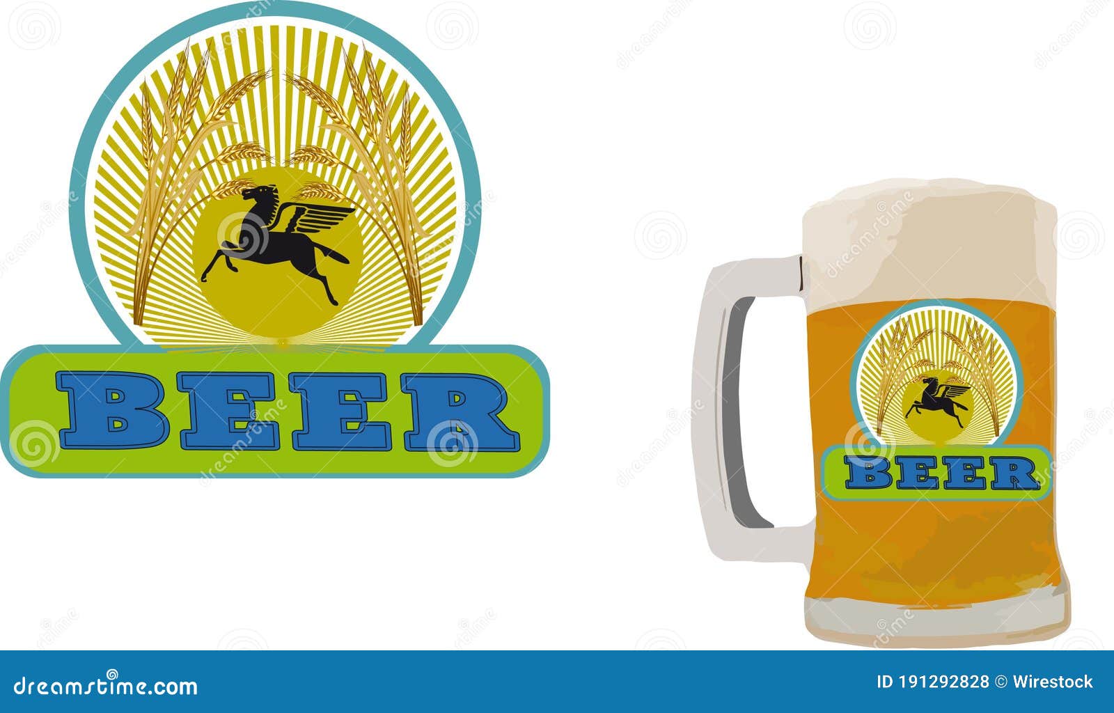 Set Of Various Beer Bottles. Bottles Of Different Shapes And Sizes