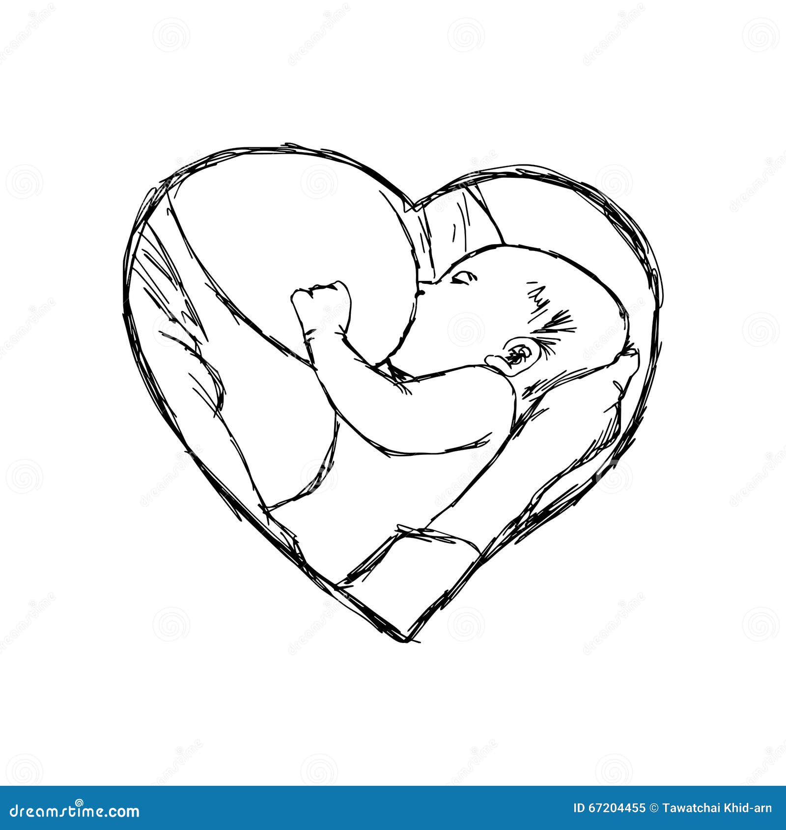 Illustration Vector Doodle Hand Drawn of Sketch Breastfeeding Ba Stock