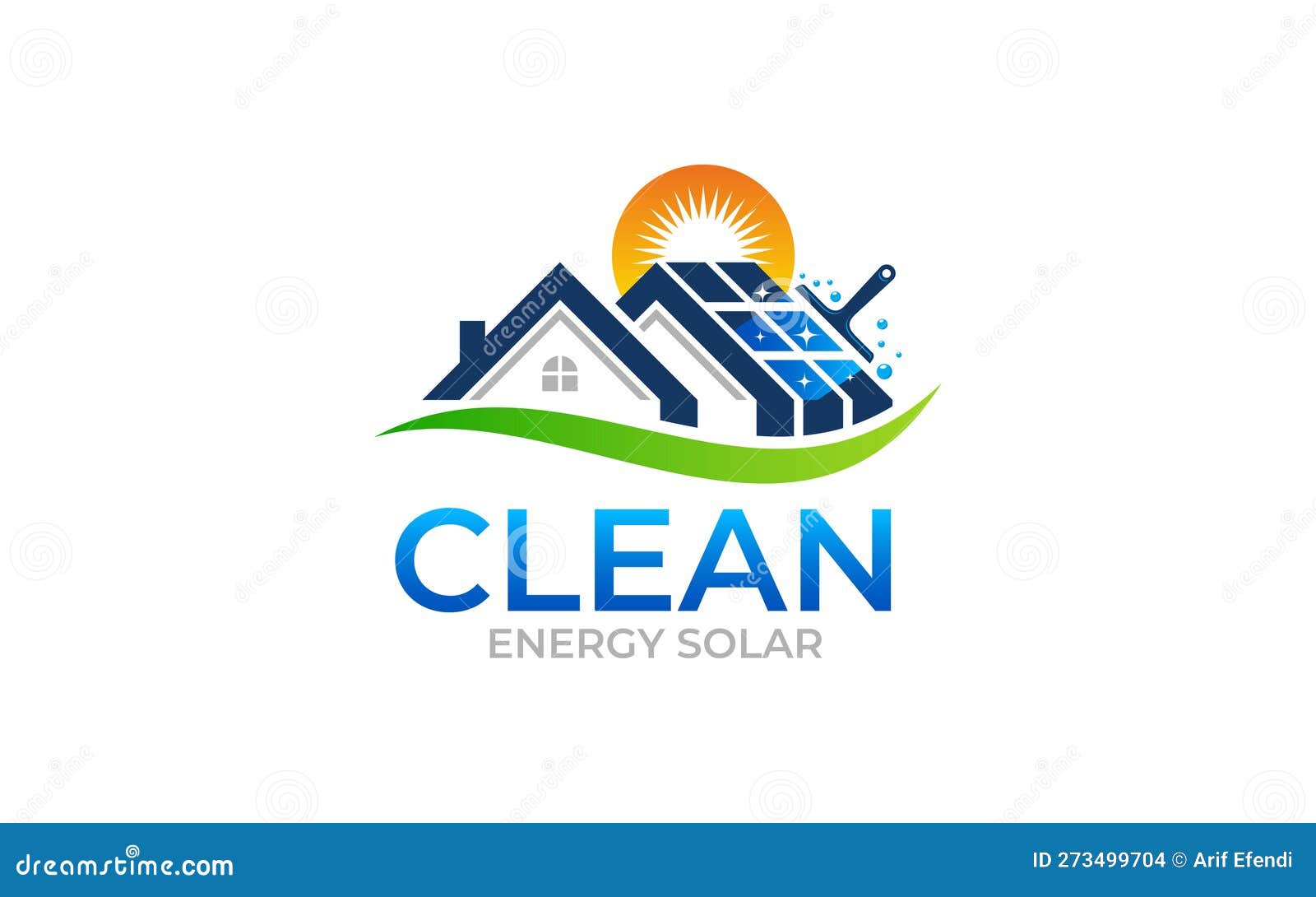 Illustration Vector Graphic of Cleaning Solar Panels Logo Design